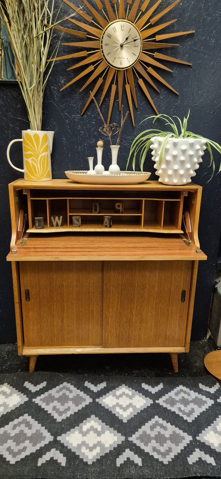 Mid Century Oak Fall-Front Bureau