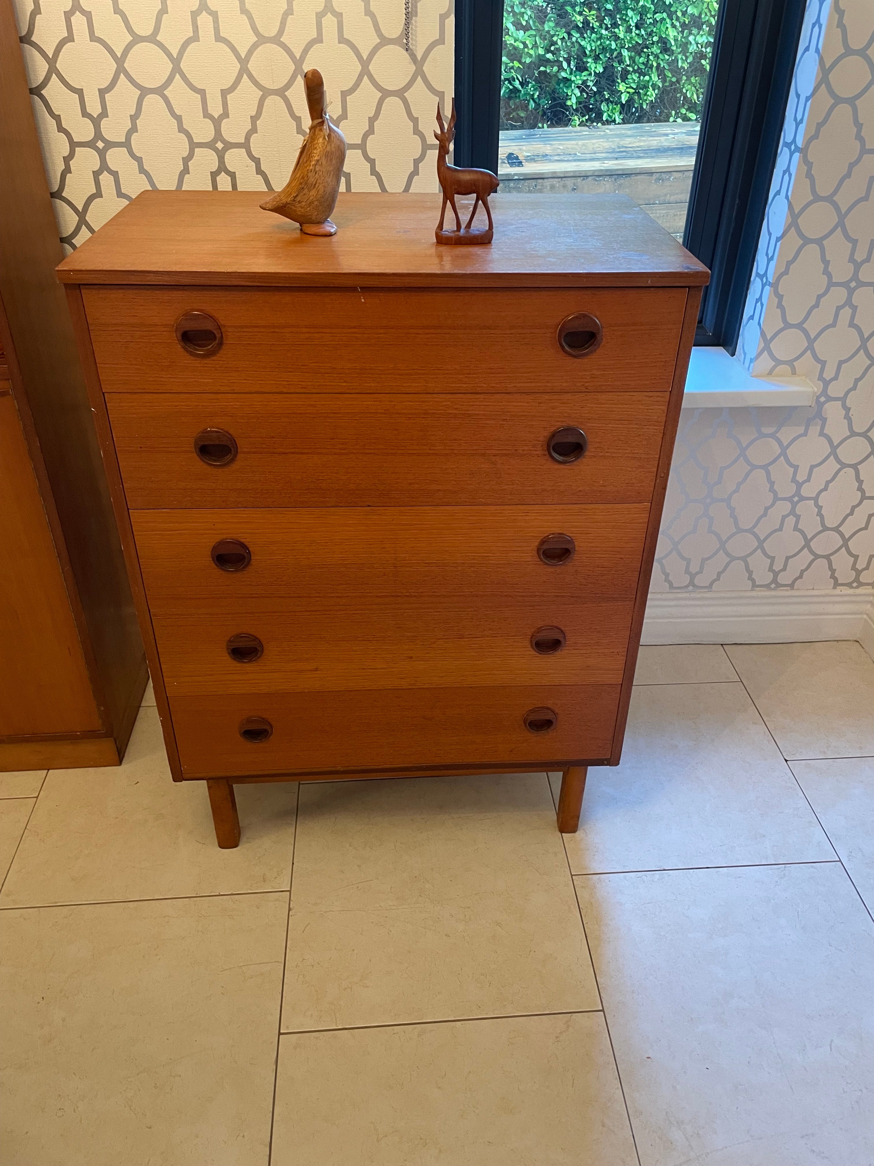 Mid Century modern teak tallboy