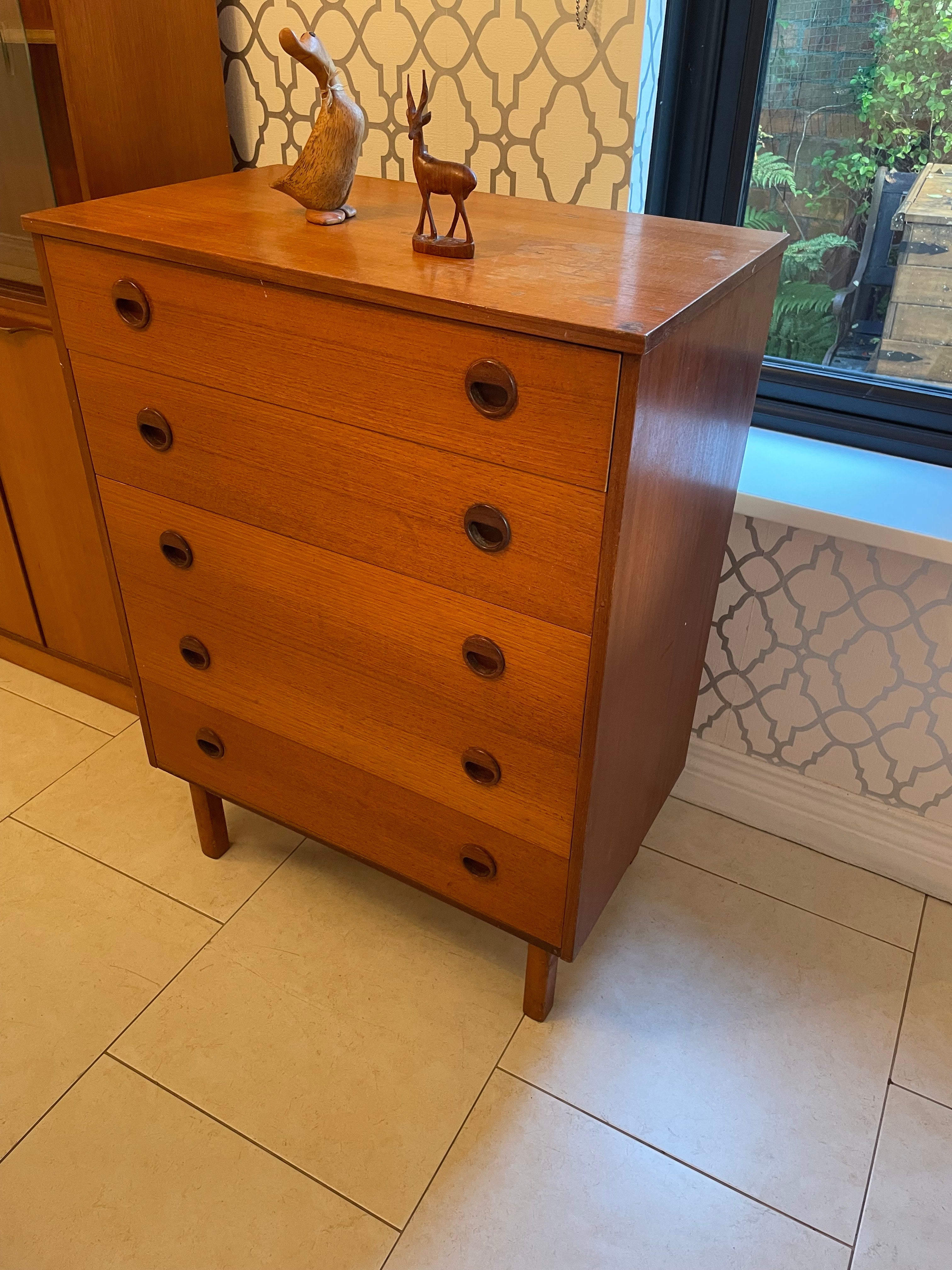 Mid Century modern teak tallboy