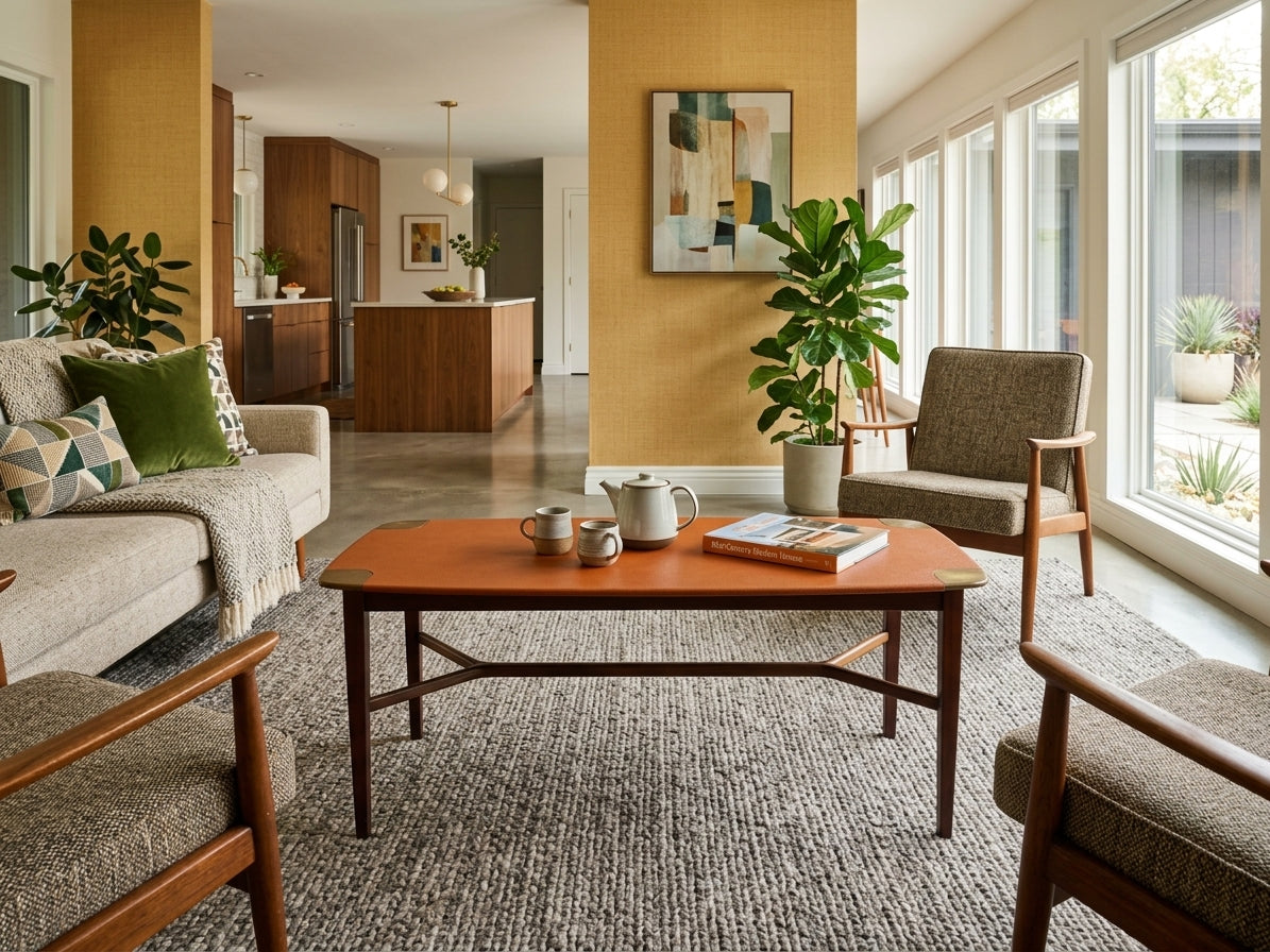 Teak and Vinyl Coffee Table