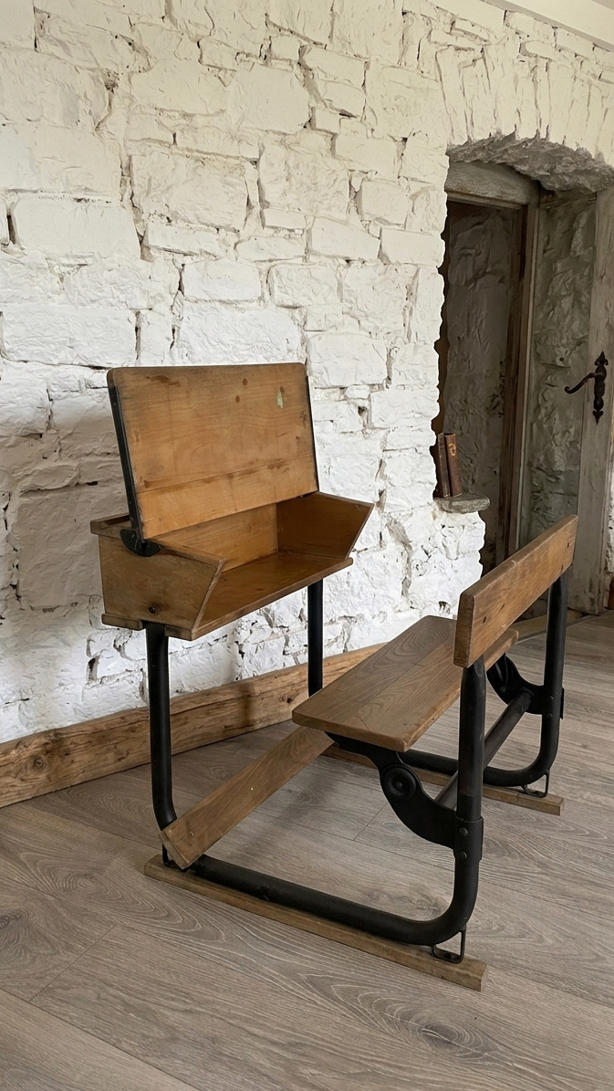 A vintage school desk.