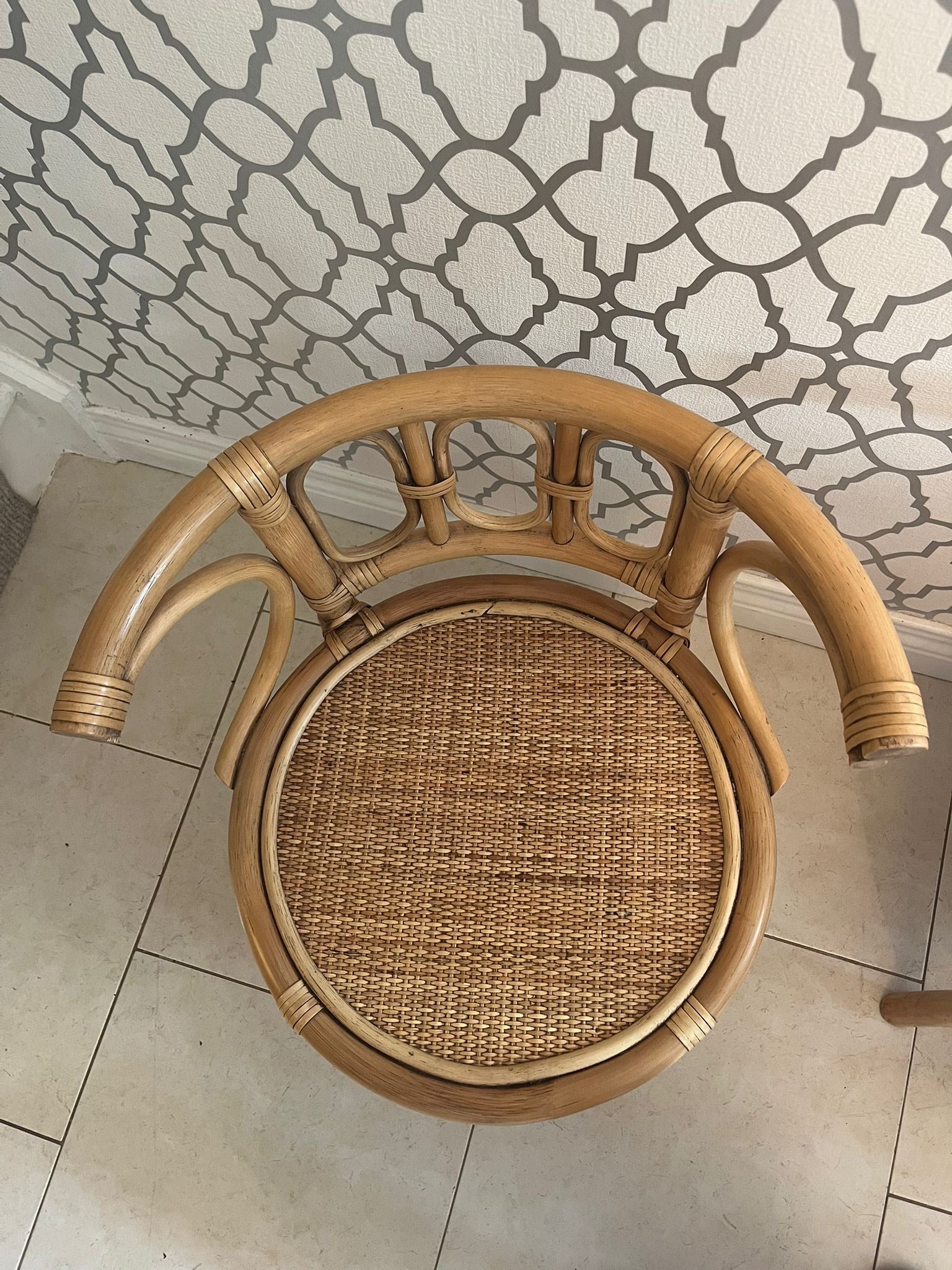 A pair of Bentwood curved cane chair