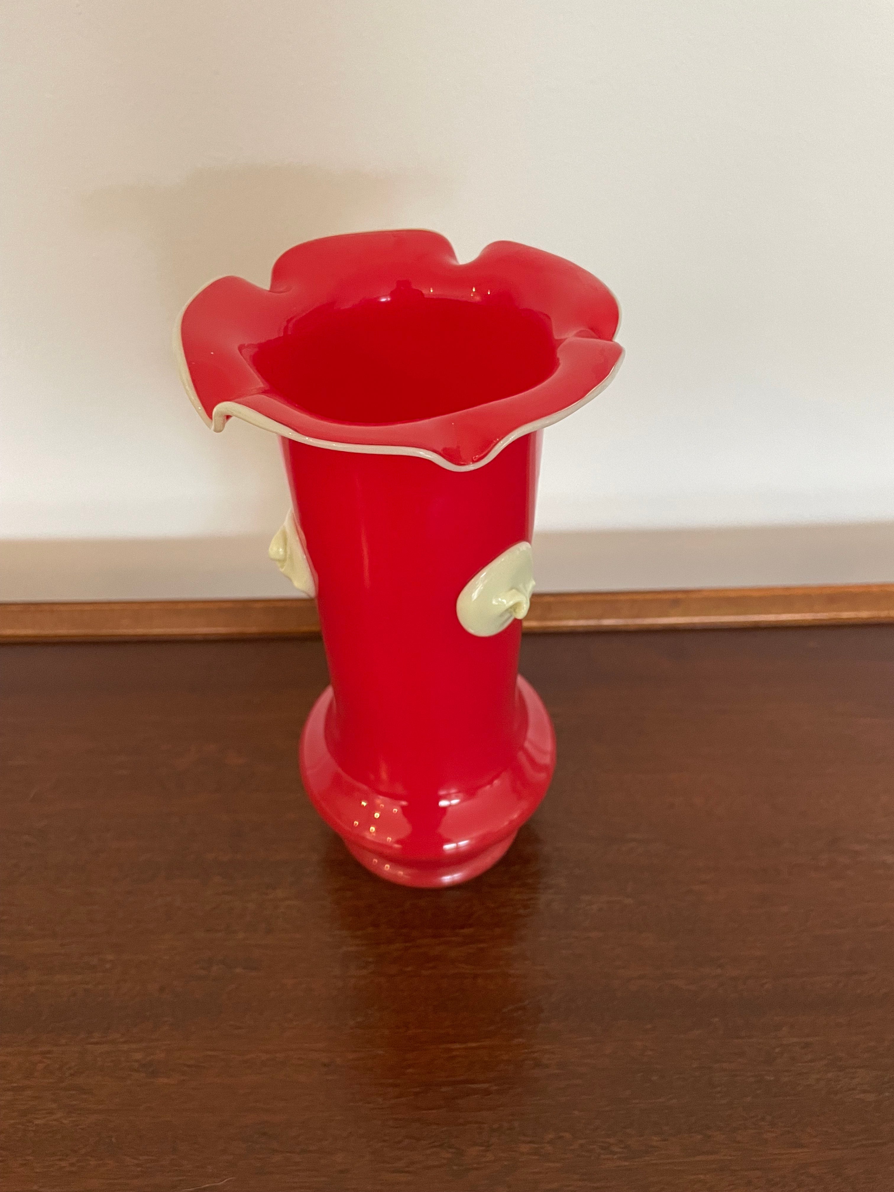 Bohemian Art Deco red Tango glass vase