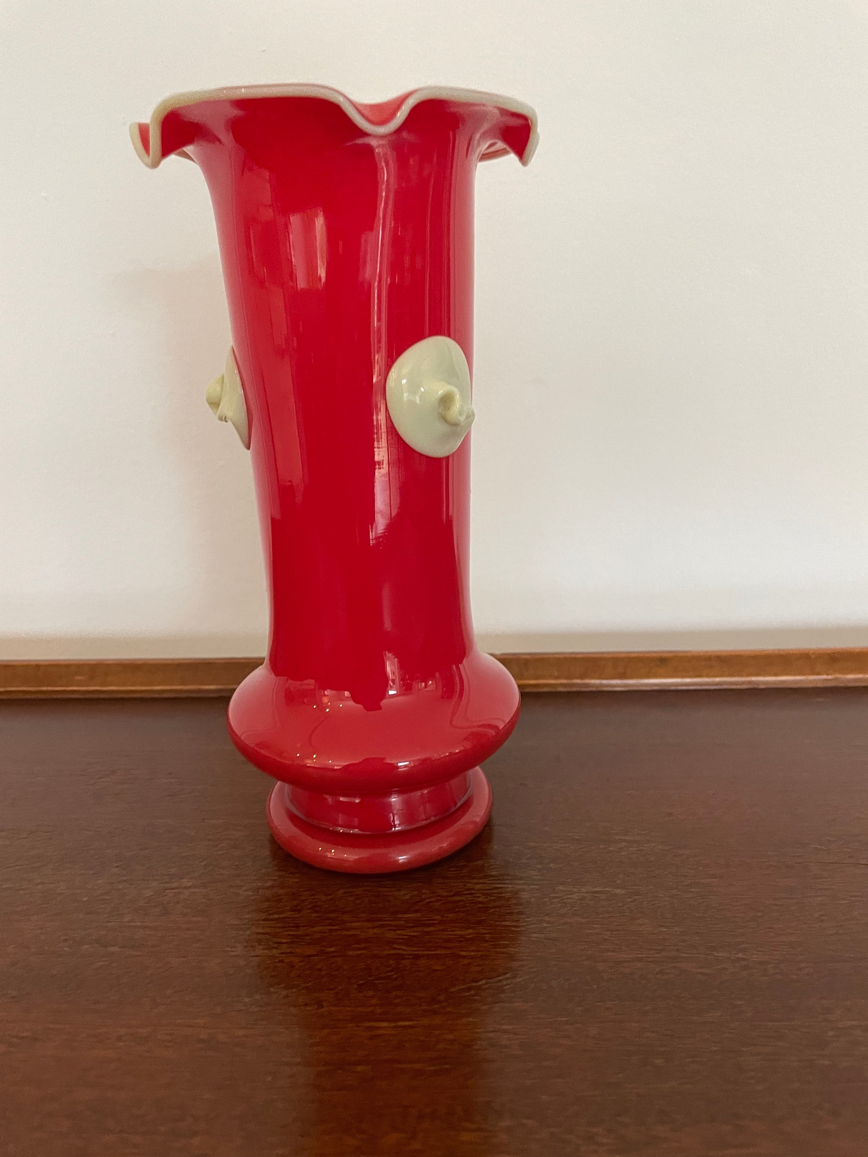 Bohemian Art Deco red Tango glass vase