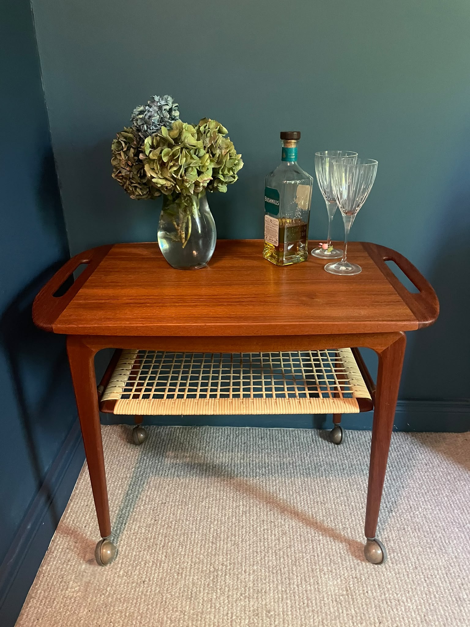 Stunning Danish teak trolley and coffee table with removable tray by Grace & Joy Furniture