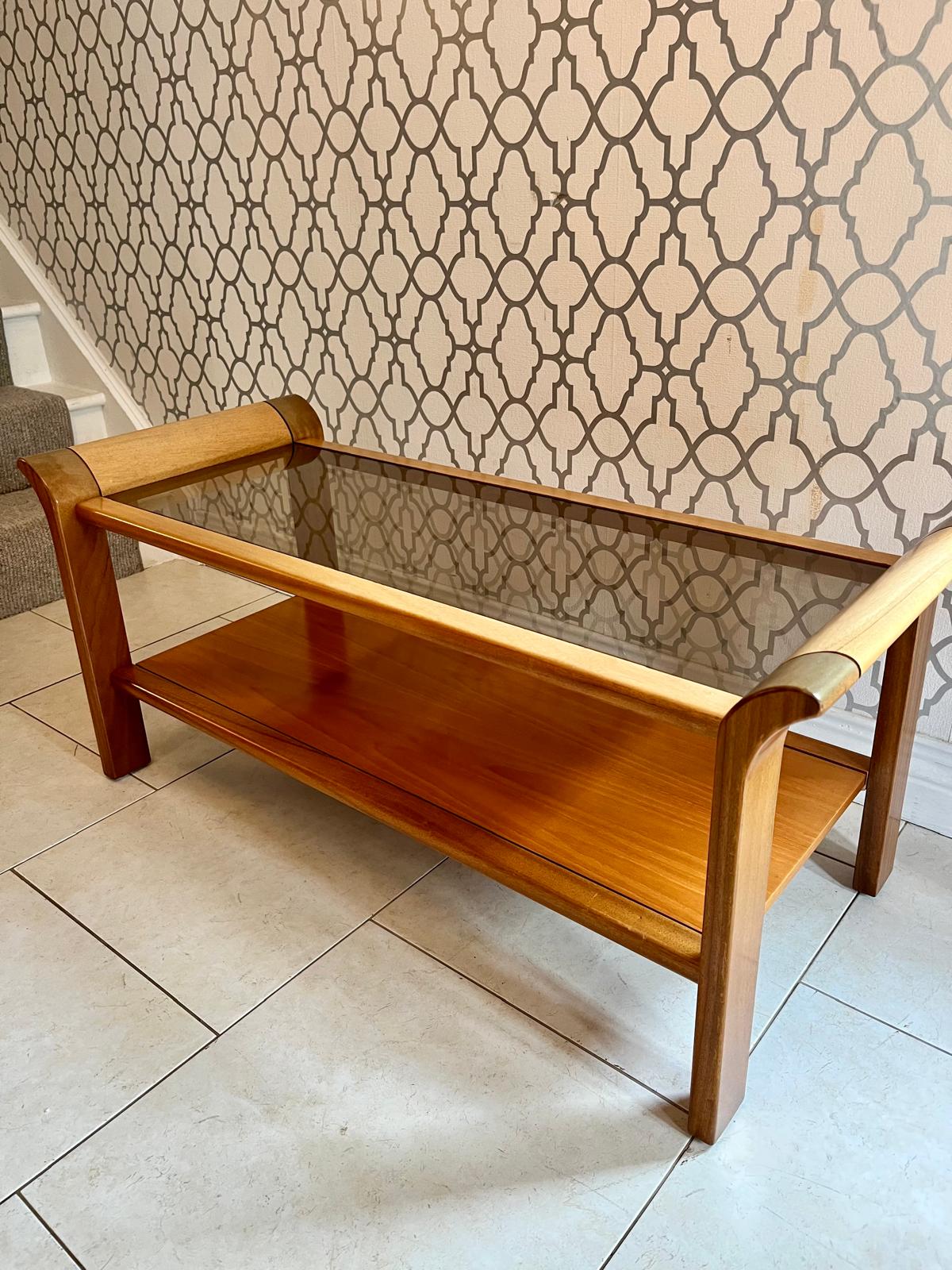 GPlan Tulip Teak Coffee Table with Smoked Glass Top