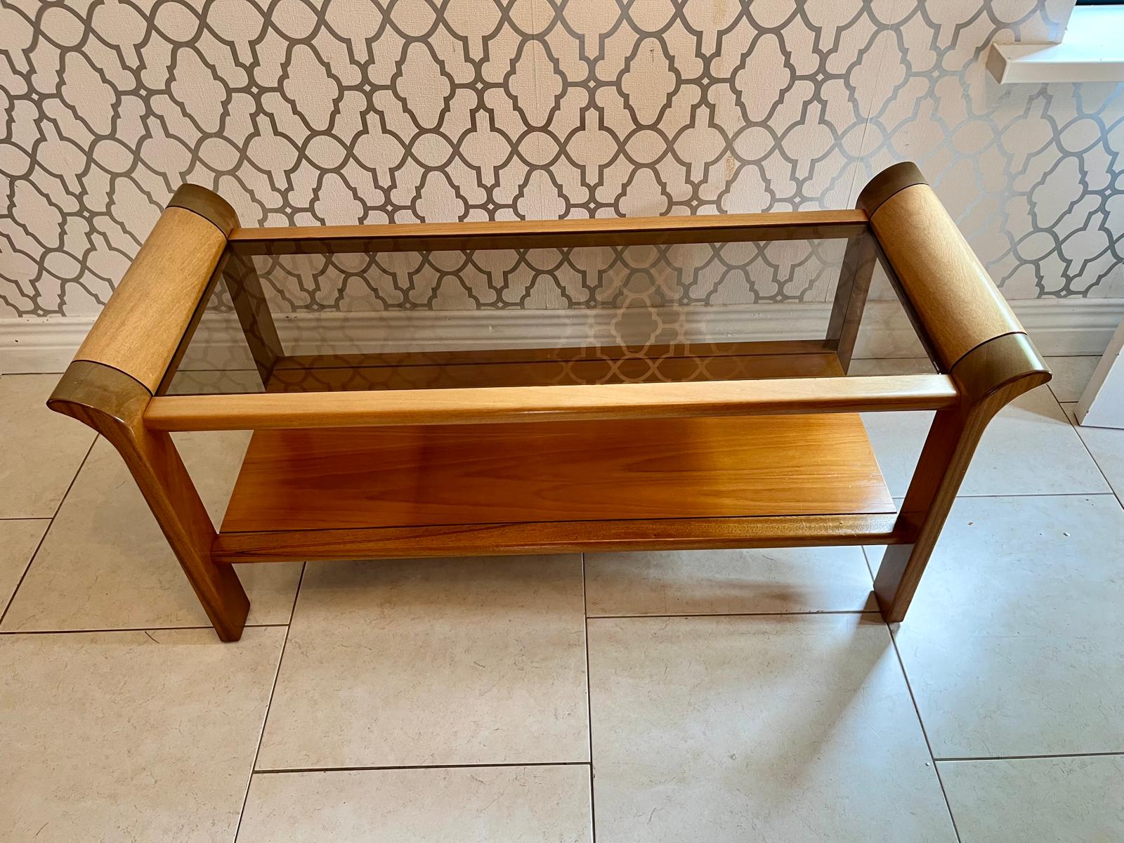 GPlan Tulip Teak Coffee Table with Smoked Glass Top