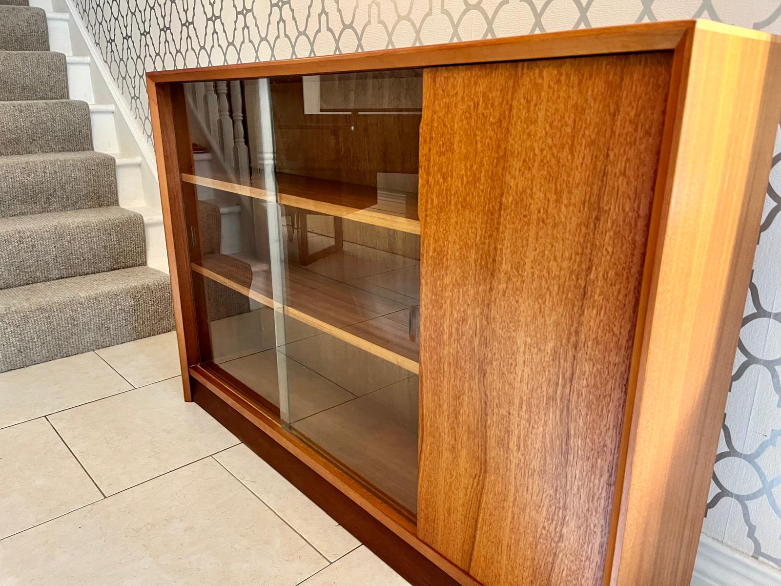 Herbert Gibbs Teak Bookcase with Sliding Glass Doors