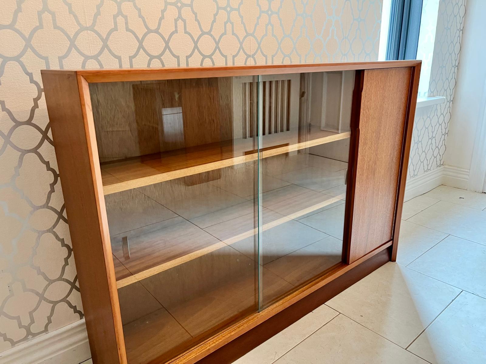 Herbert Gibbs Teak Bookcase with Sliding Glass Doors