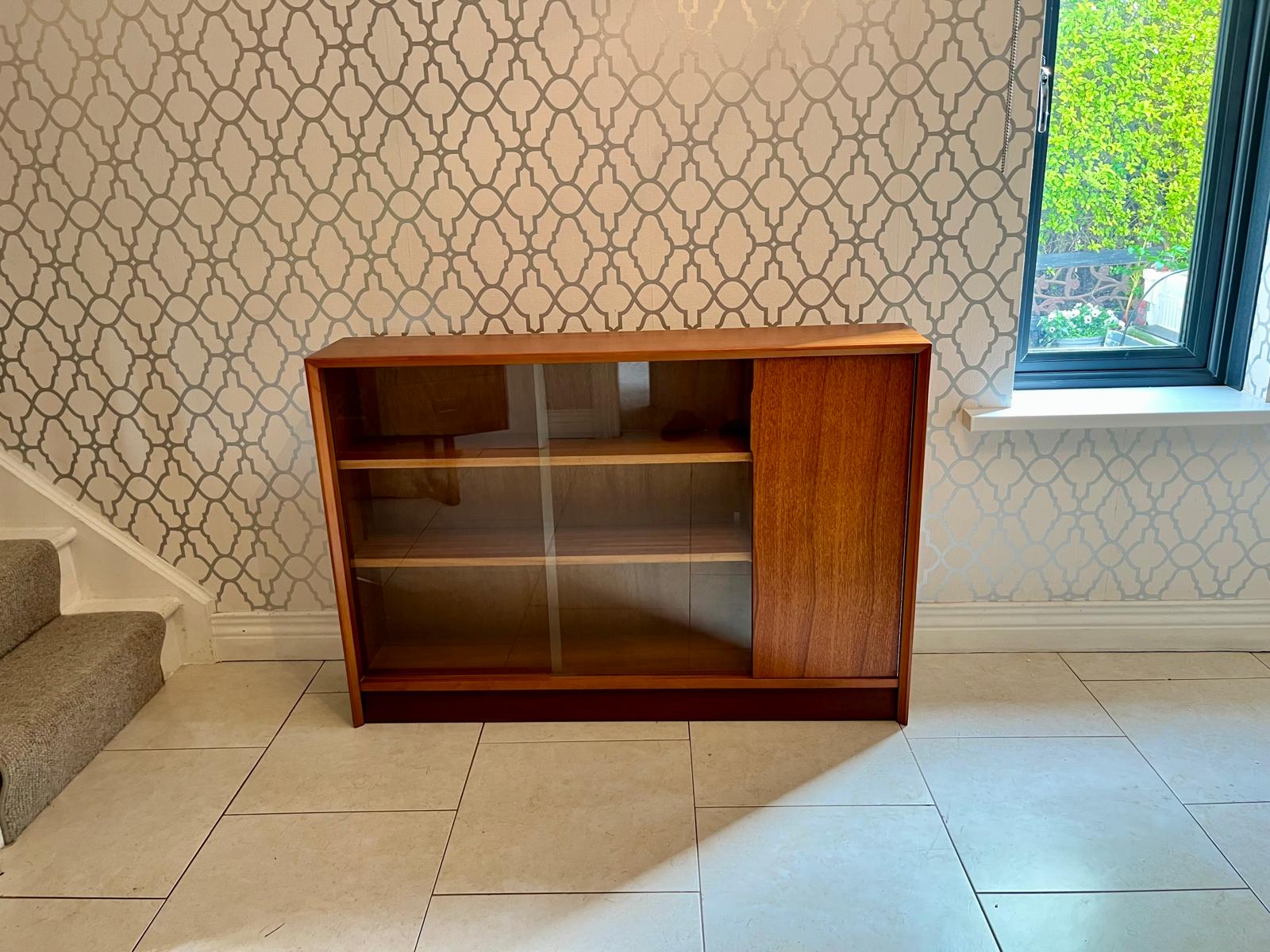 Herbert Gibbs Teak Bookcase with Sliding Glass Doors