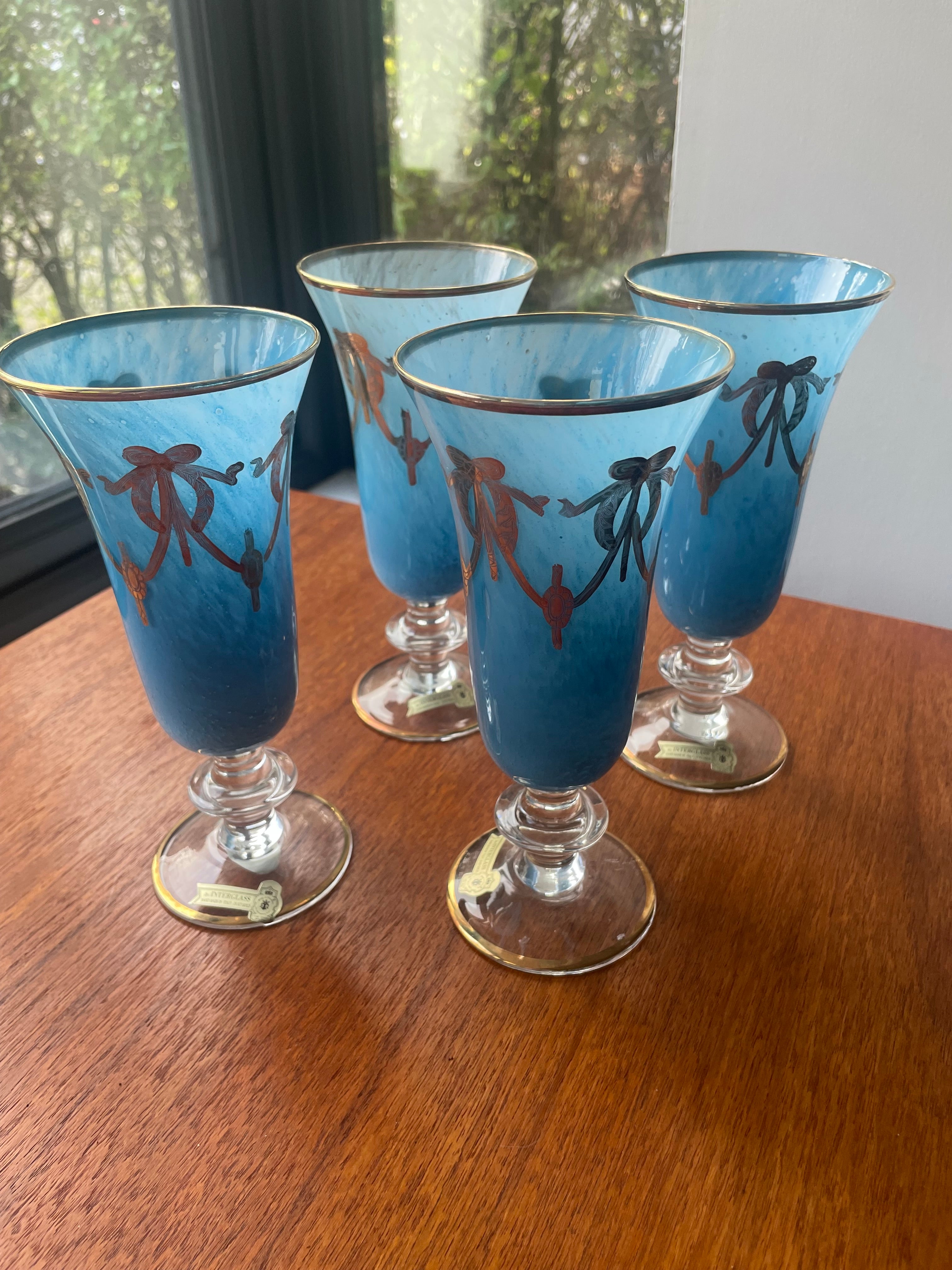 Mid-century Medici 24k set of four Goblets