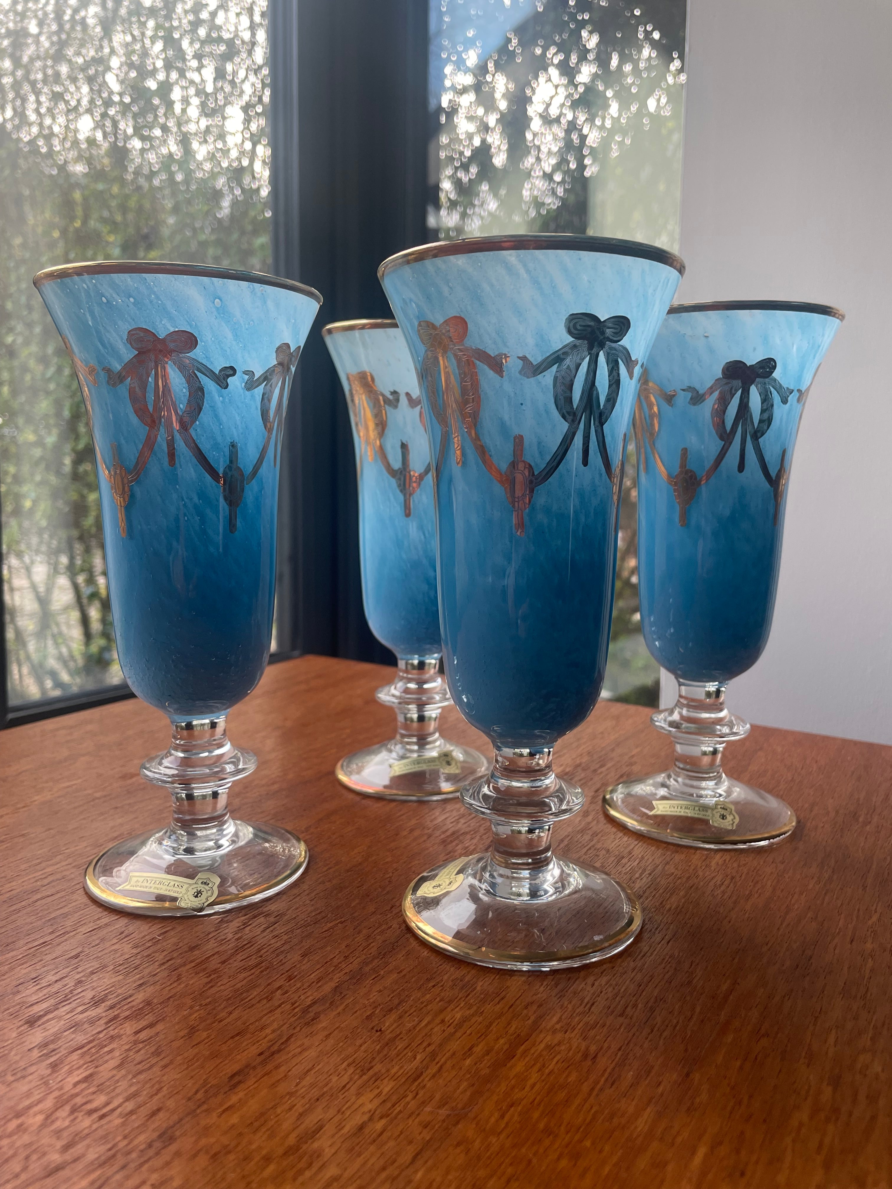 Mid-century Medici 24k set of four Goblets