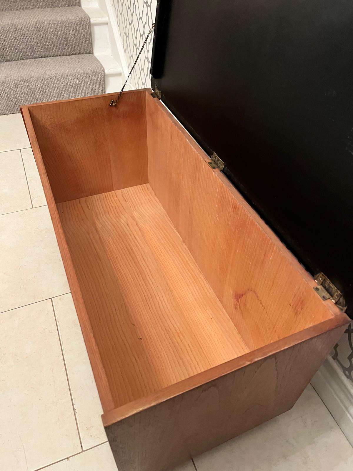 Austinsuite Mid century faux black leather Ottoman