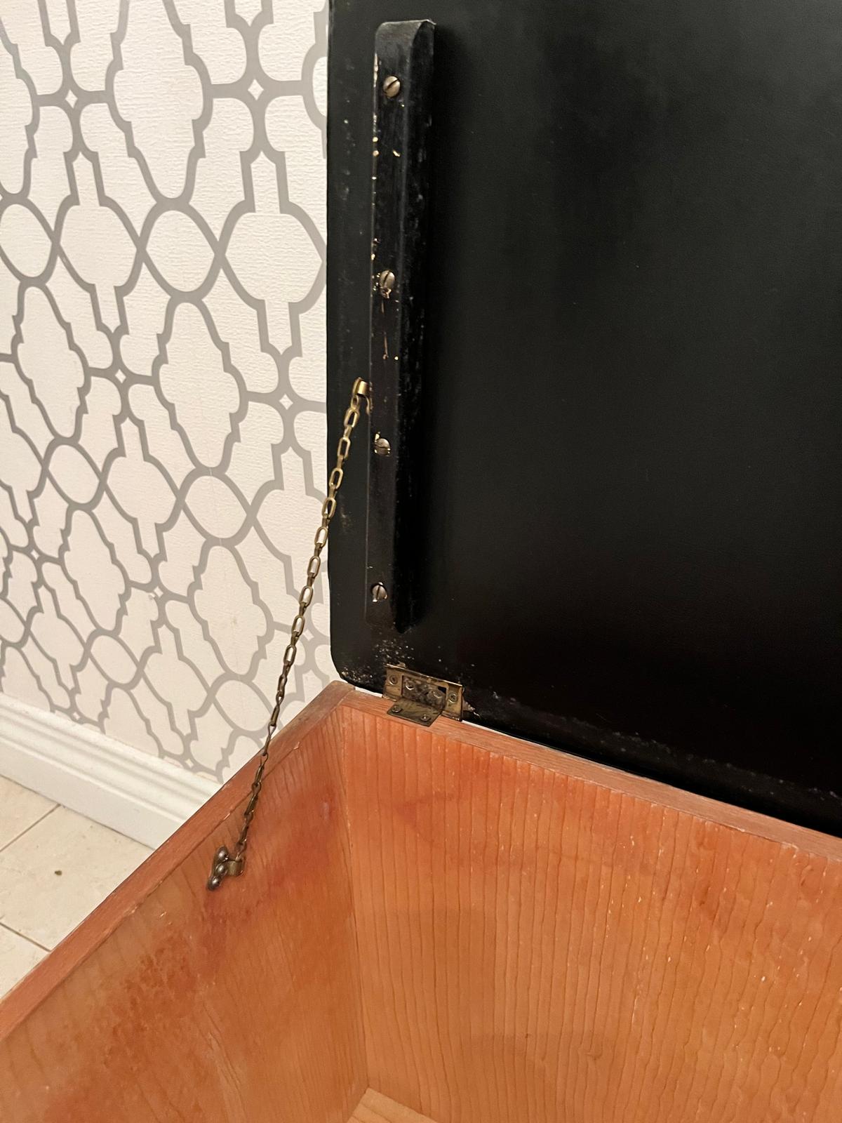 Austinsuite Mid century faux black leather Ottoman