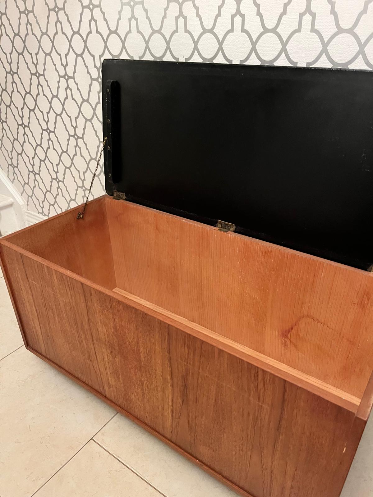 Austinsuite Mid century faux black leather Ottoman