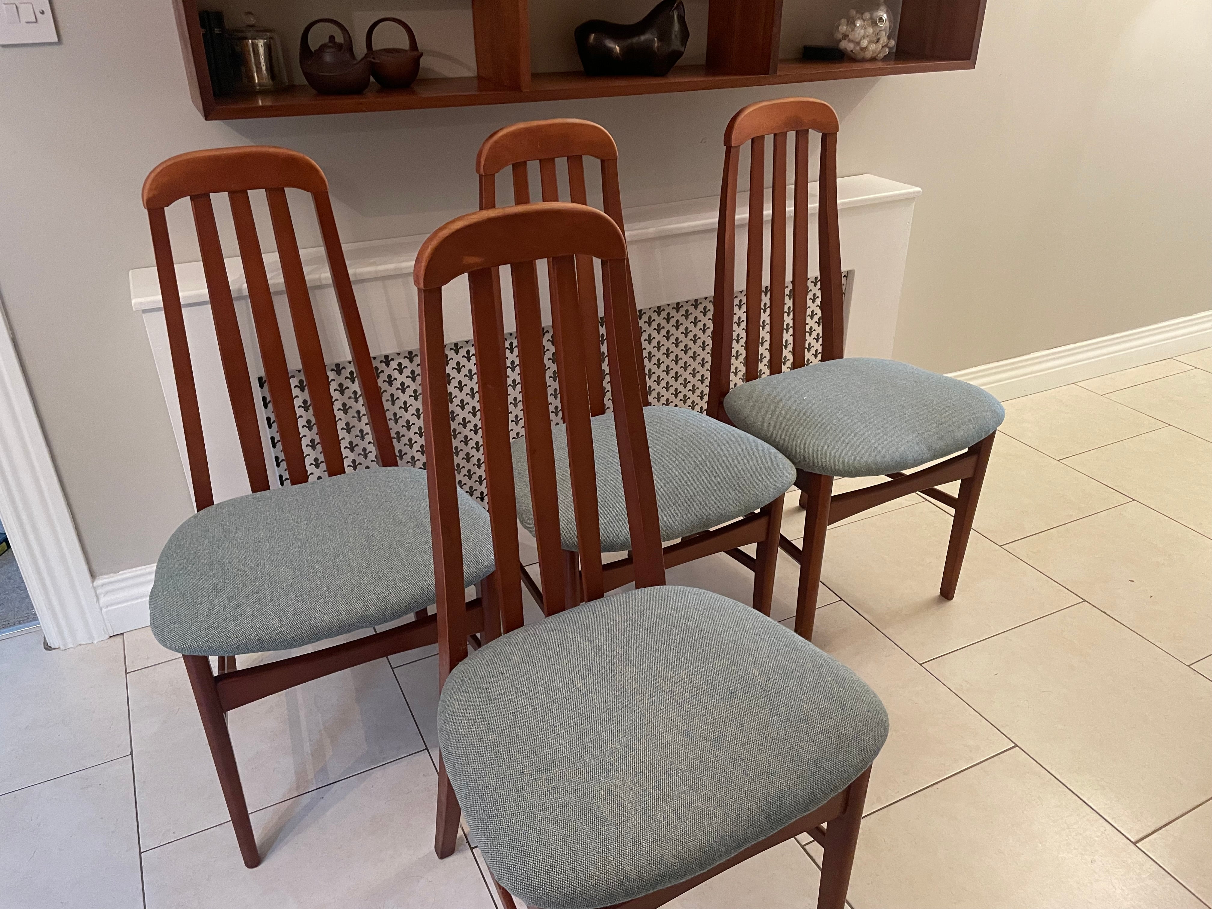 Set of four re-upholstered Jentique dining chairs