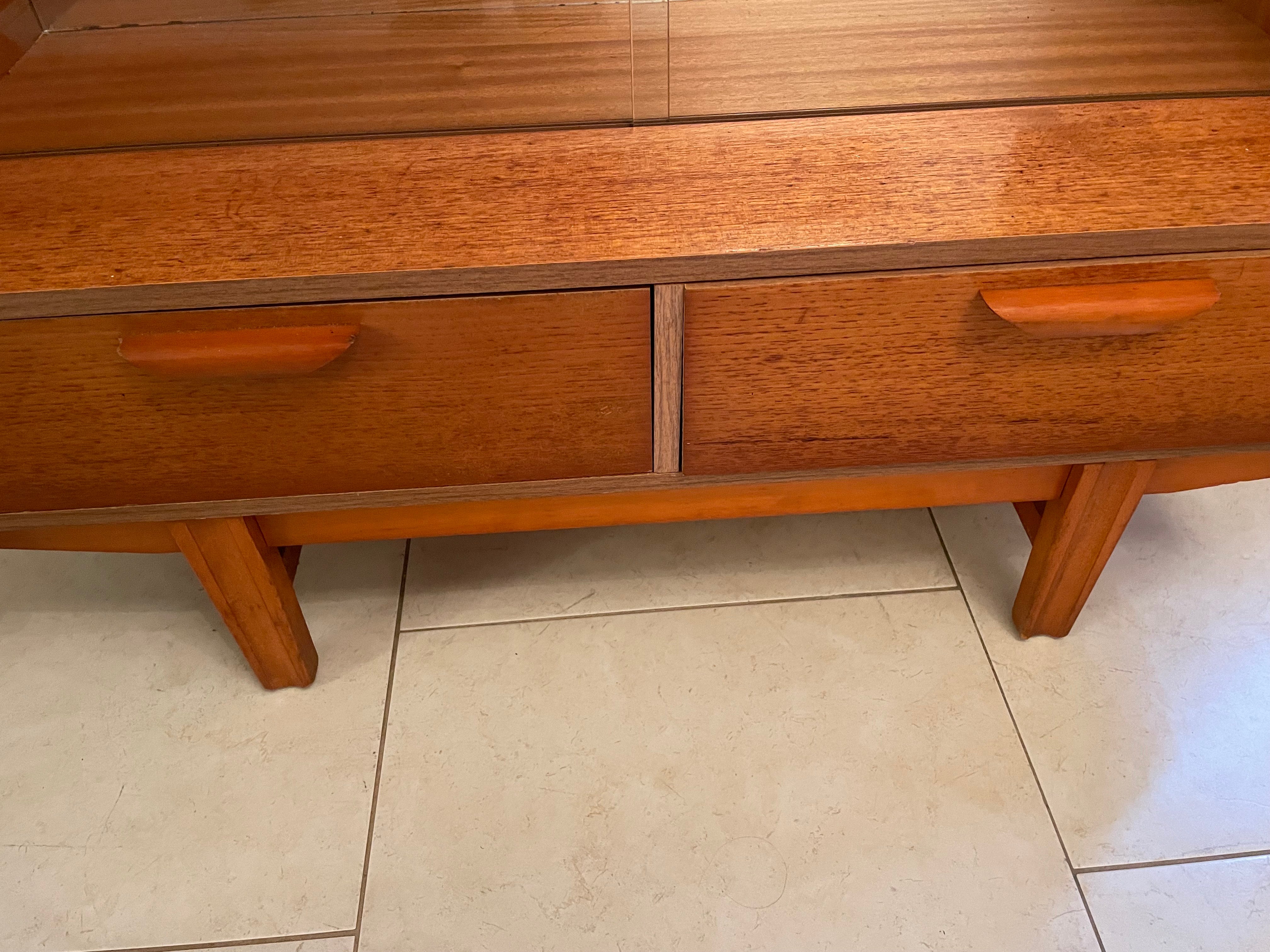 Mid Century teak mirrored glass drinks cabinet