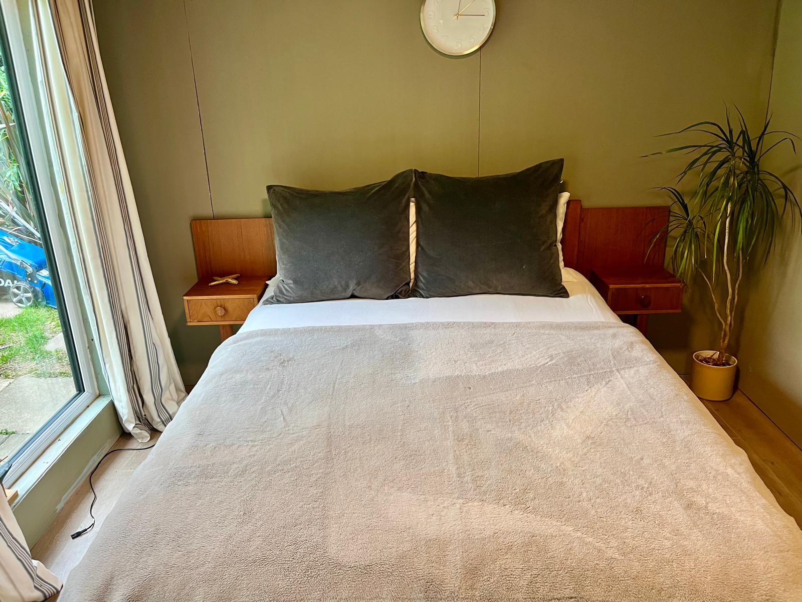 mid century wooden headboard - Grace and Joy Furniture