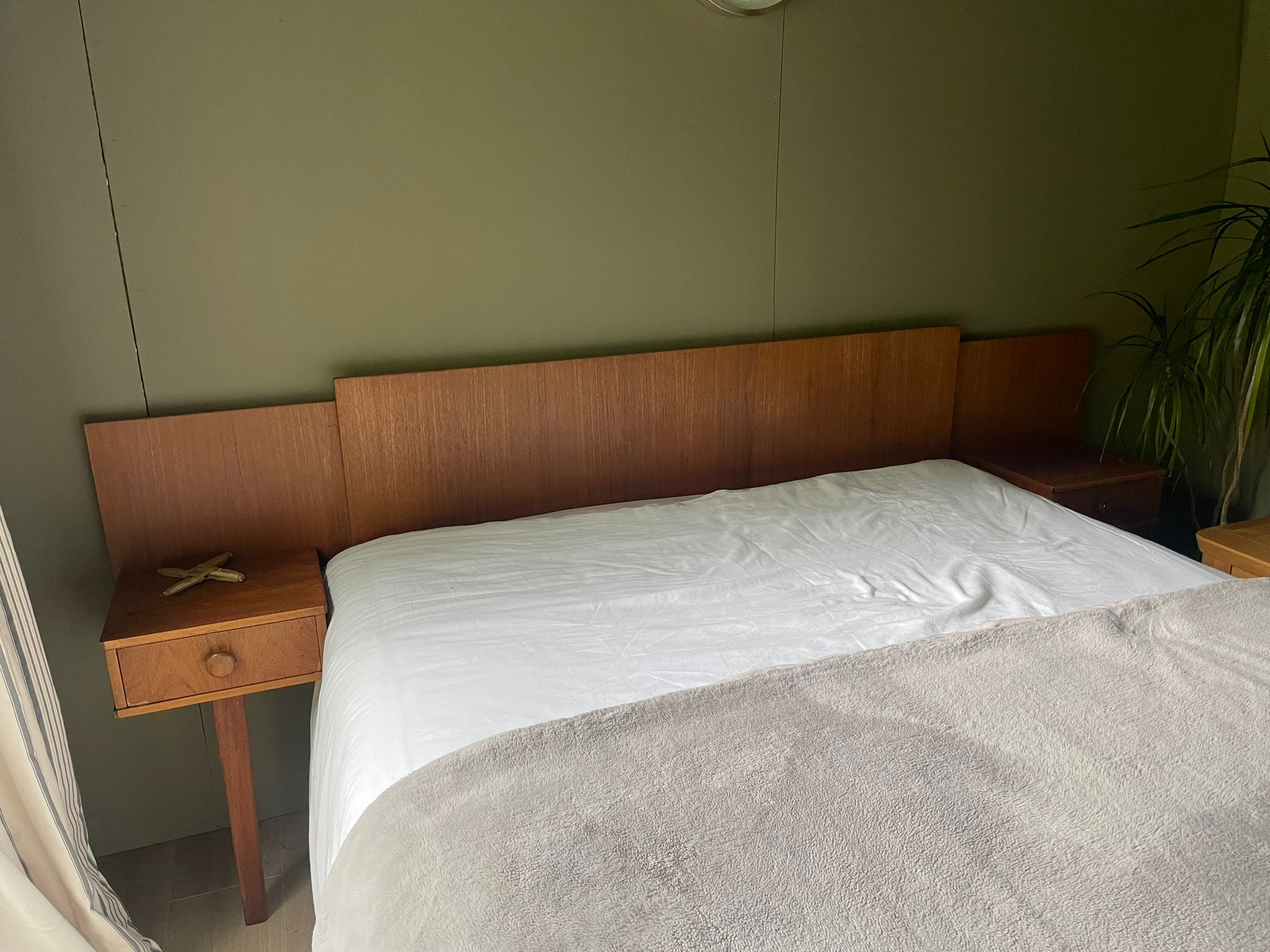 mid century wooden headboard - Grace and Joy Furniture