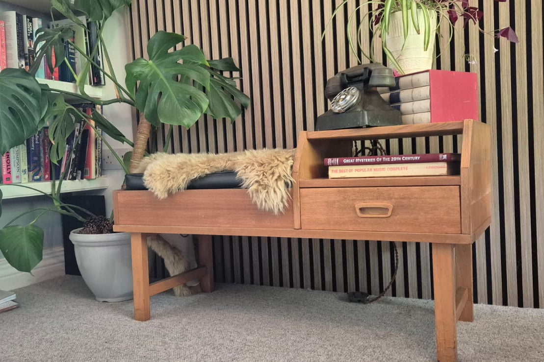 mid century teak telephone desk by Grace & Joy Furniture