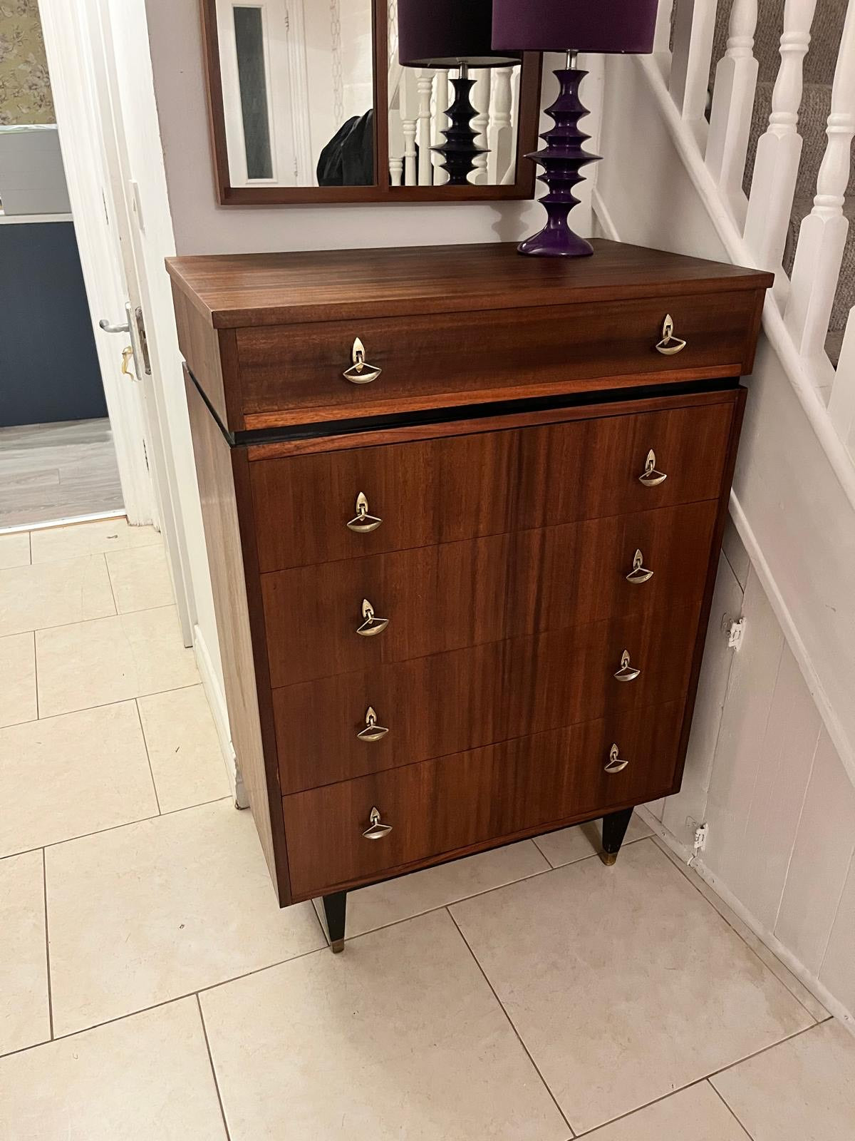 Restored Mid-century tru-style tallboy chest