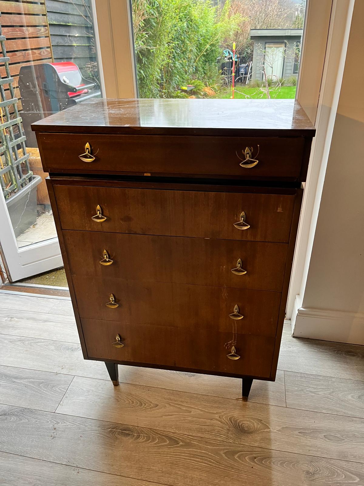 Restored Mid-century tru-style tallboy chest