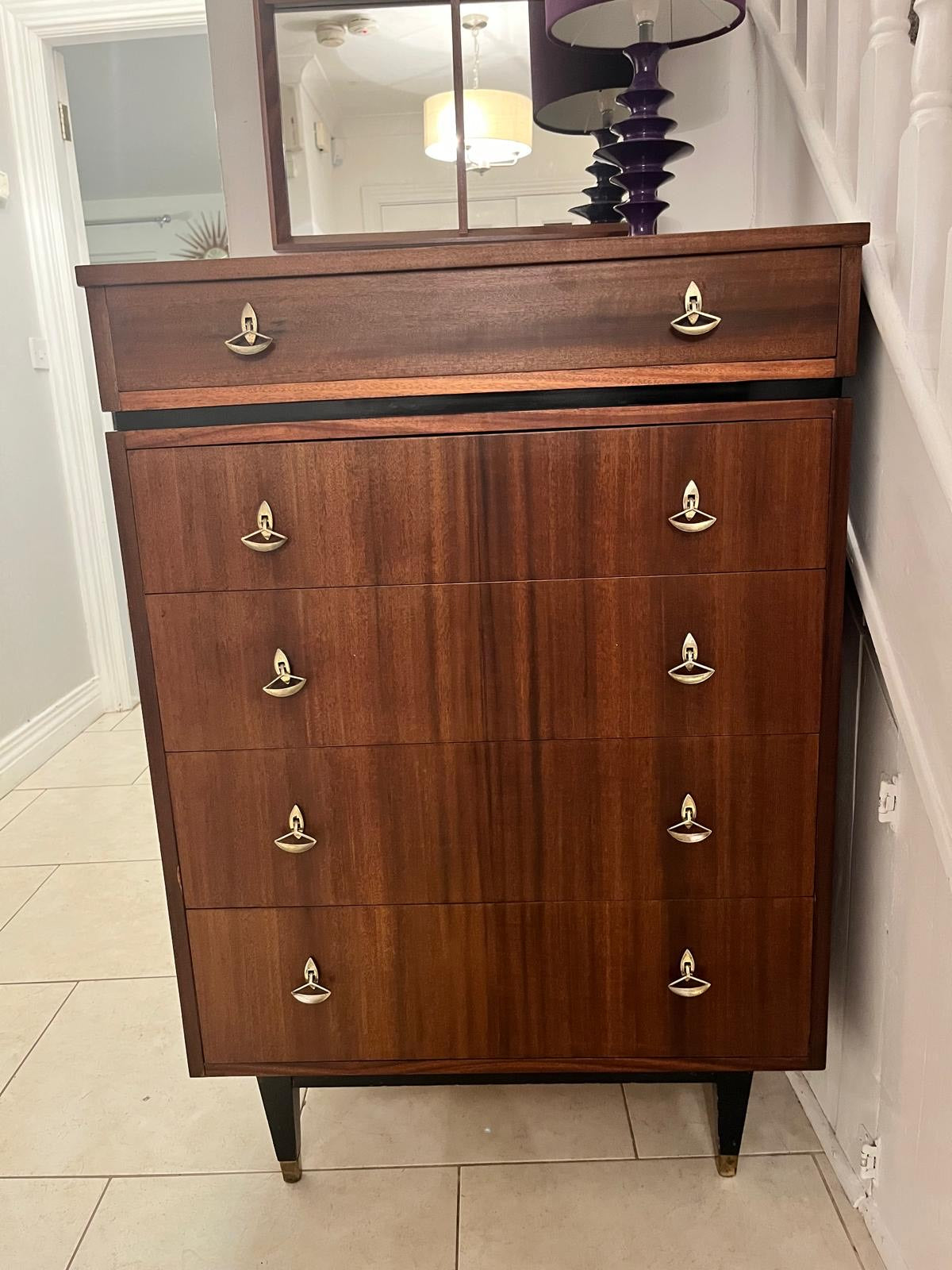 Restored Mid-century tru-style tallboy chest