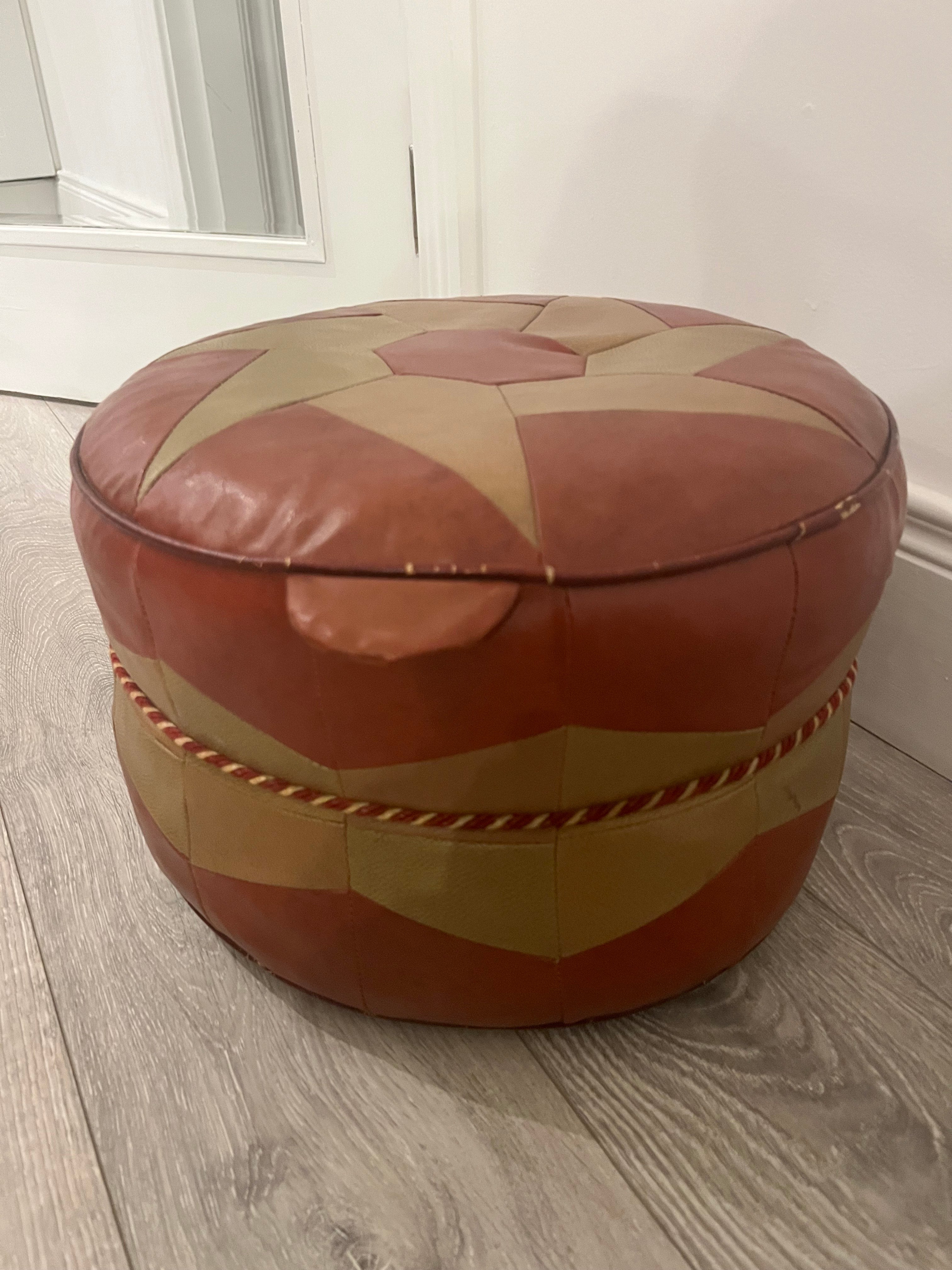 1950's Hexagonal leather pouffe