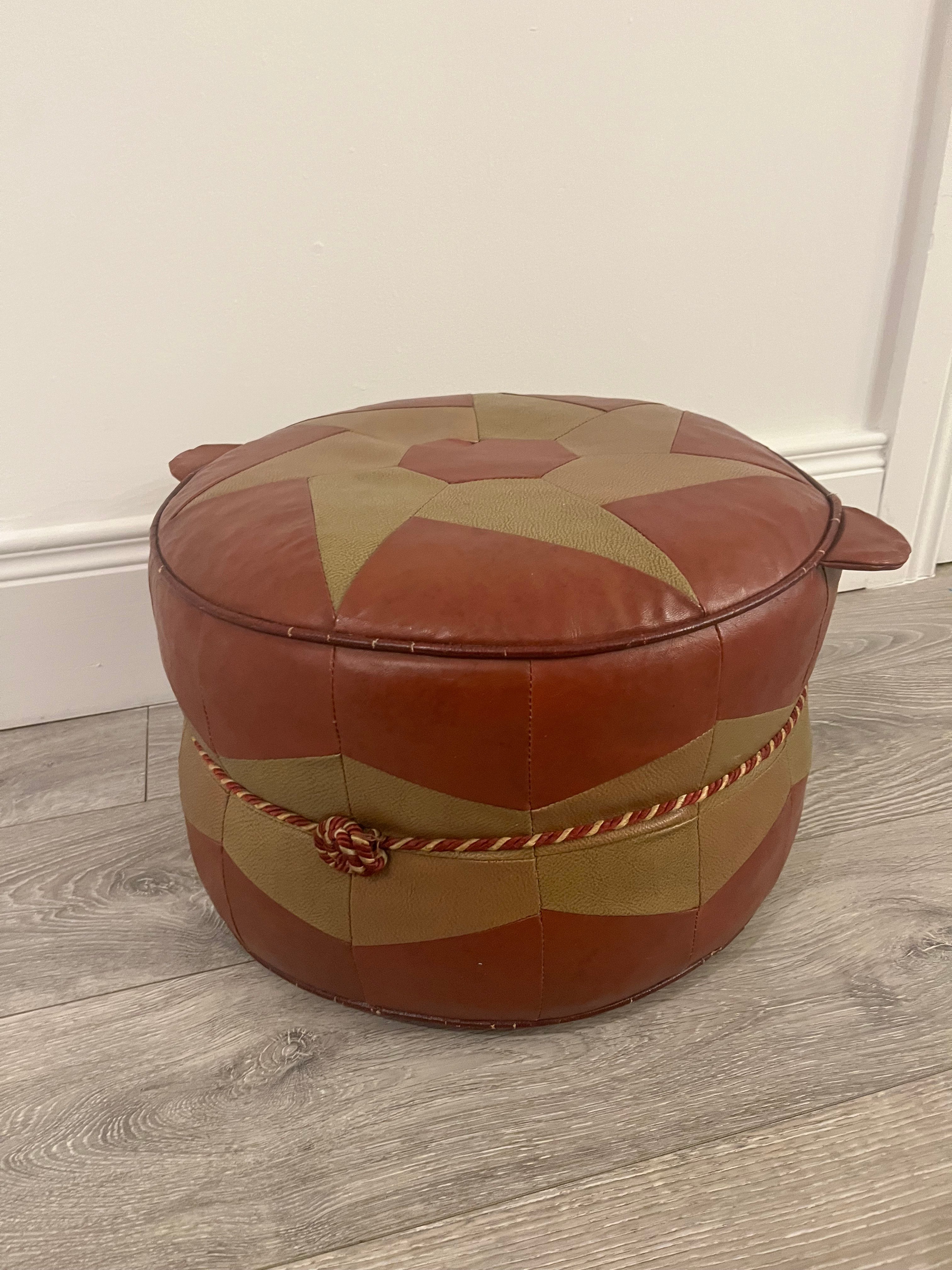 1950's Hexagonal leather pouffe