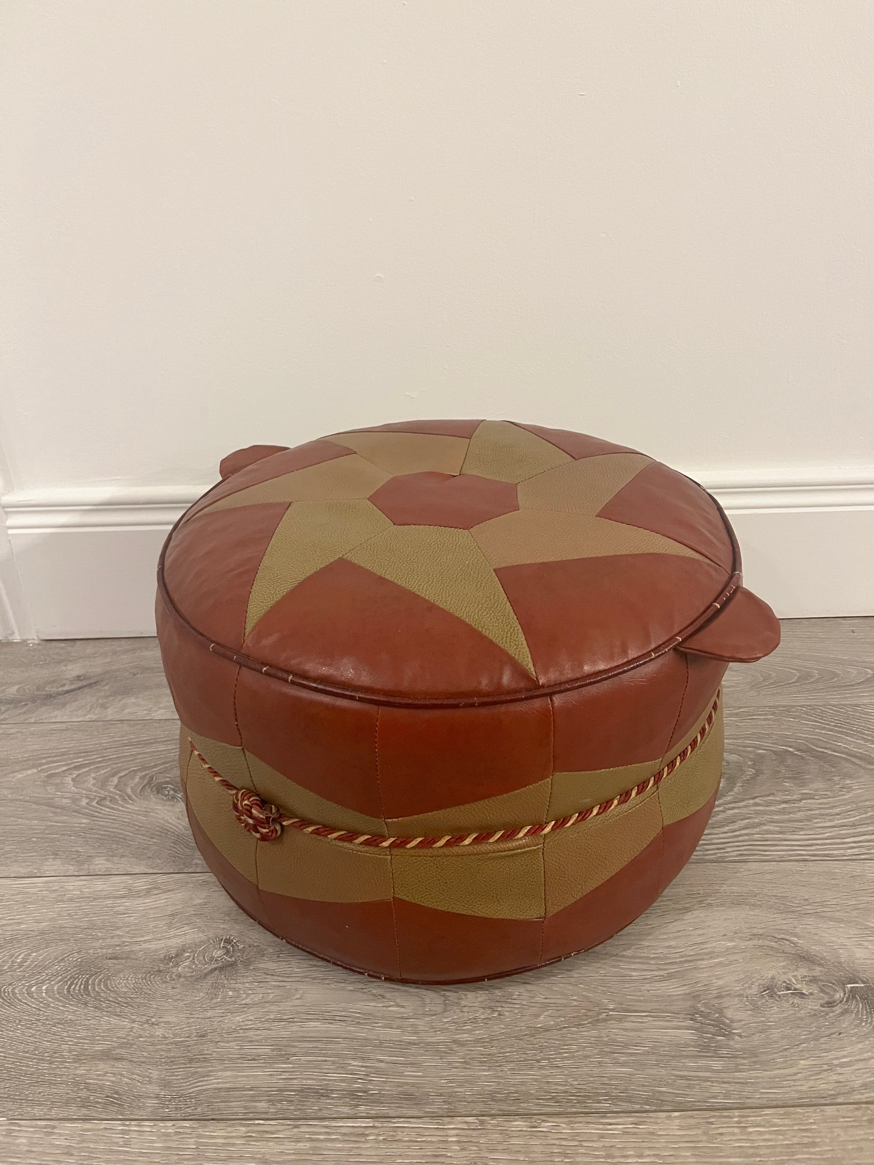 1950's Hexagonal leather pouffe
