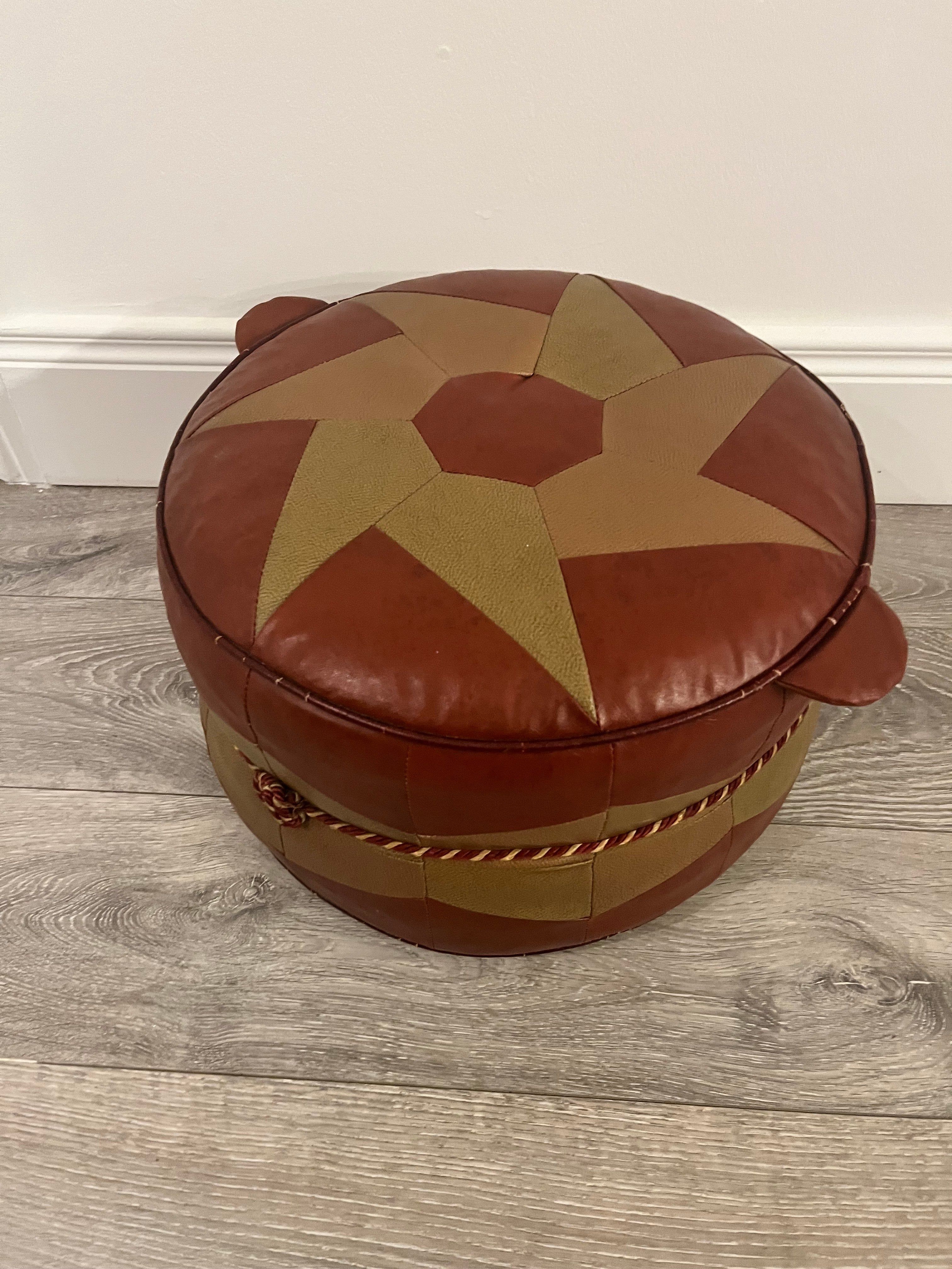 1950's Hexagonal leather pouffe
