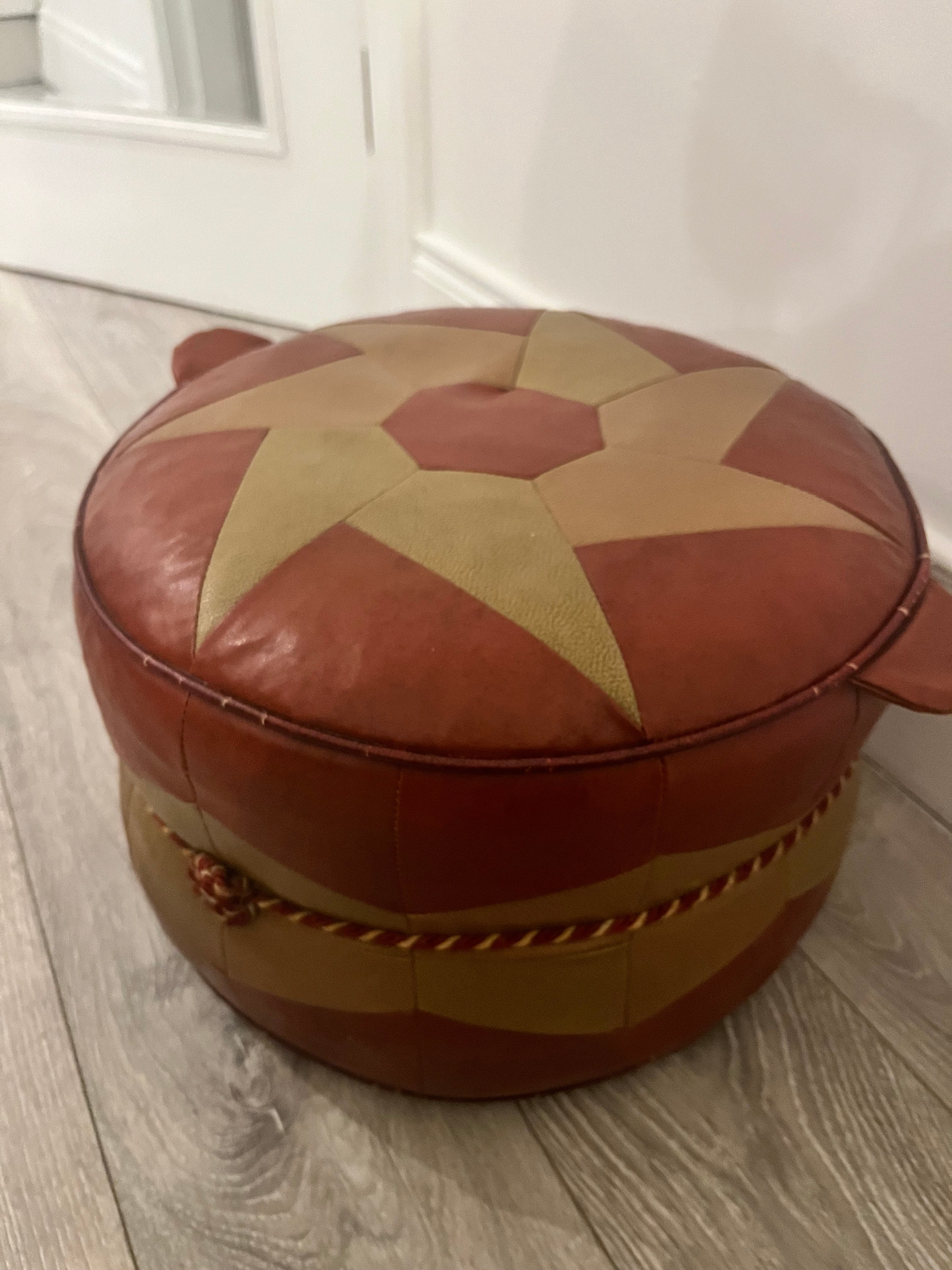 1950's Hexagonal leather pouffe