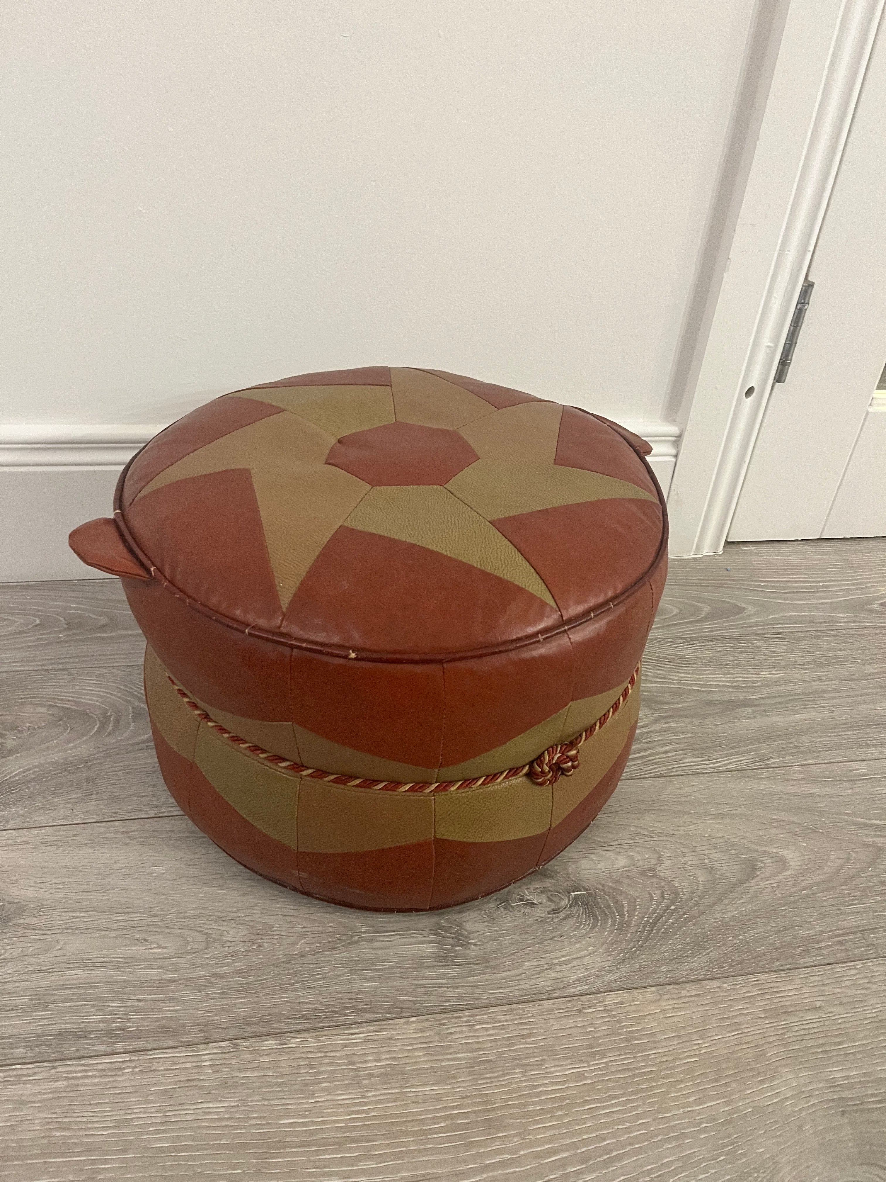 1950's Hexagonal leather pouffe