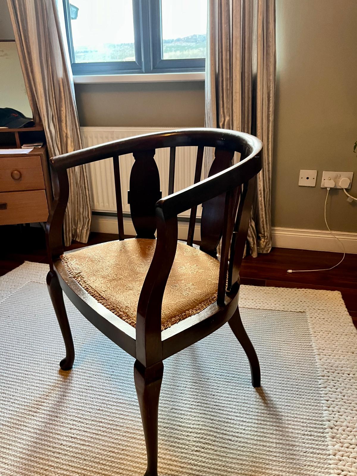 Pair of Edwardian Inlaid Mahogany tub chairs