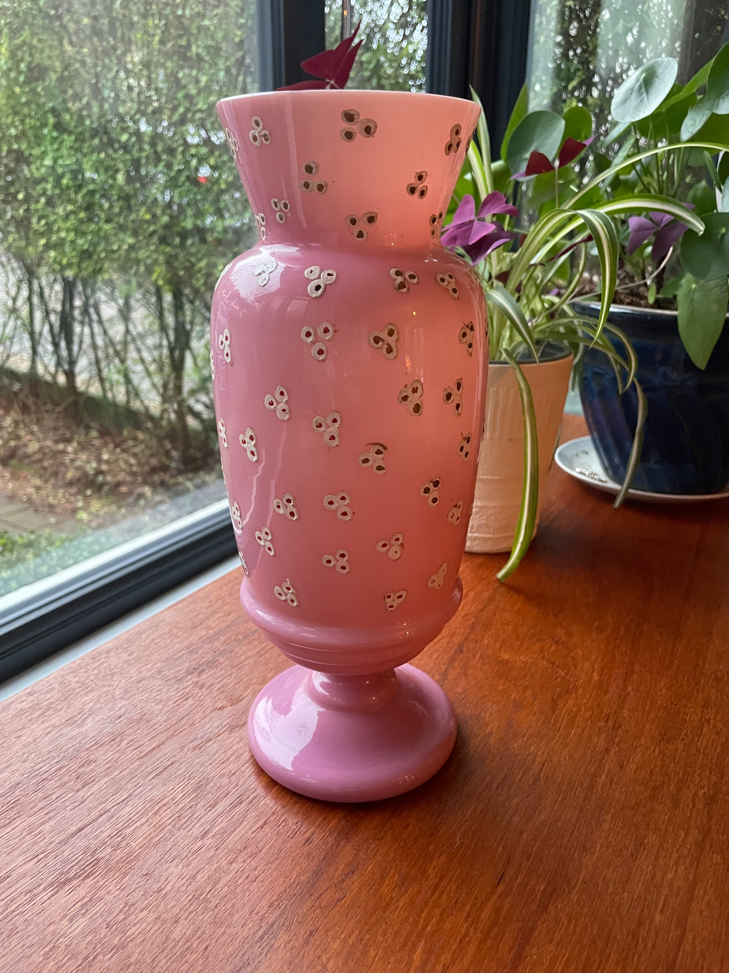 Late 19th Century Bohemian Opaline Pink Vase