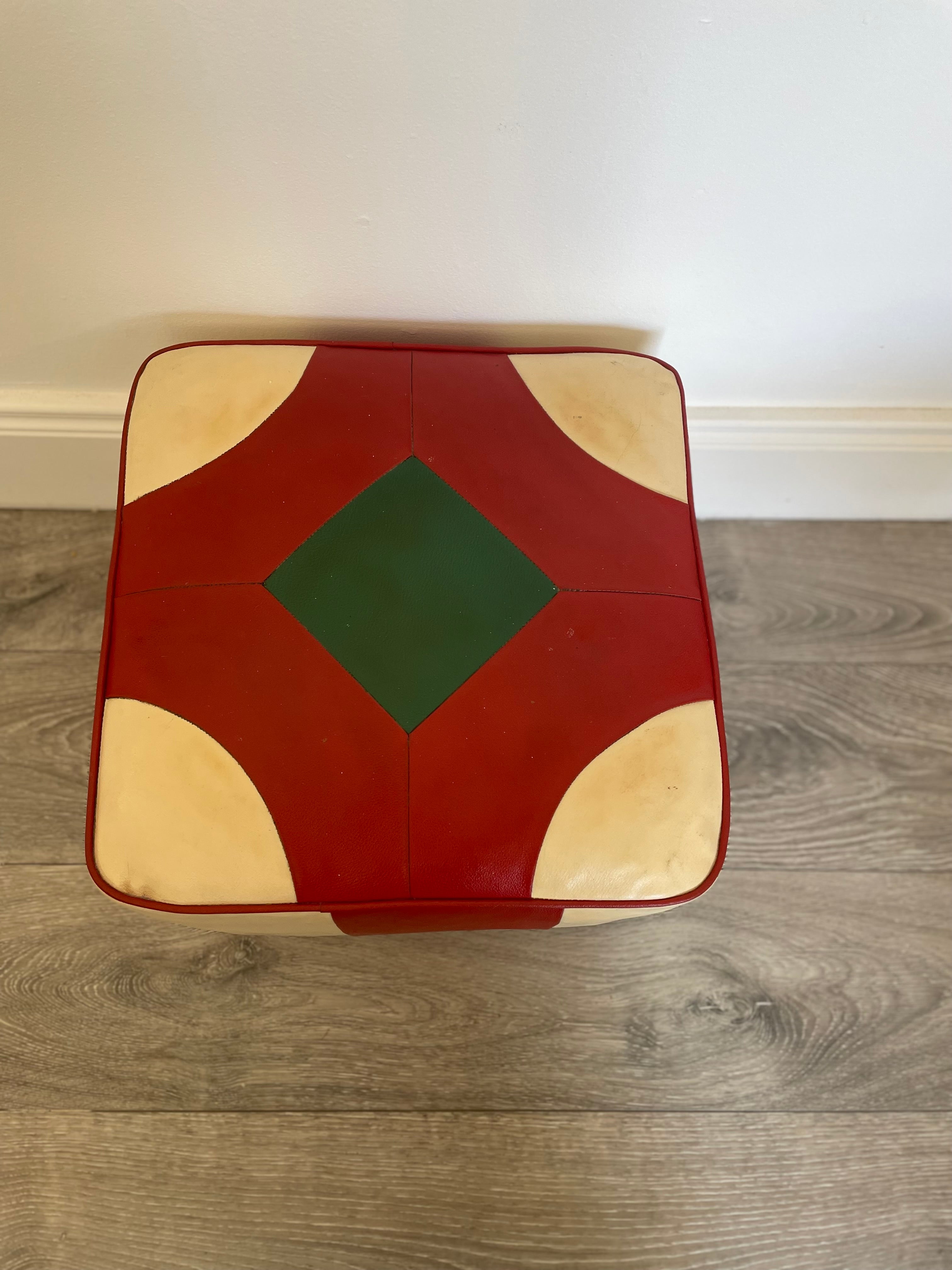 Retro footstool with geometric design by Grace & Joy Furniture