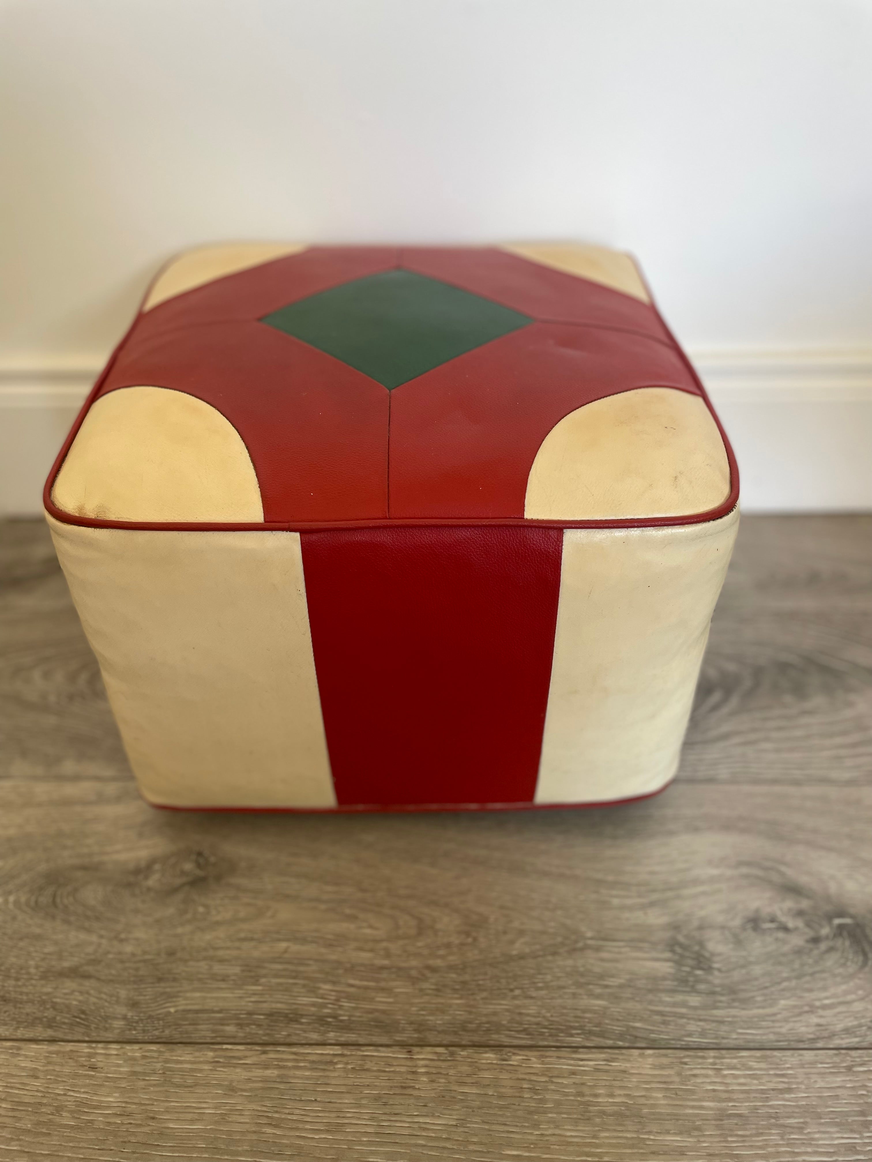 Retro footstool with geometric design by Grace & Joy Furniture