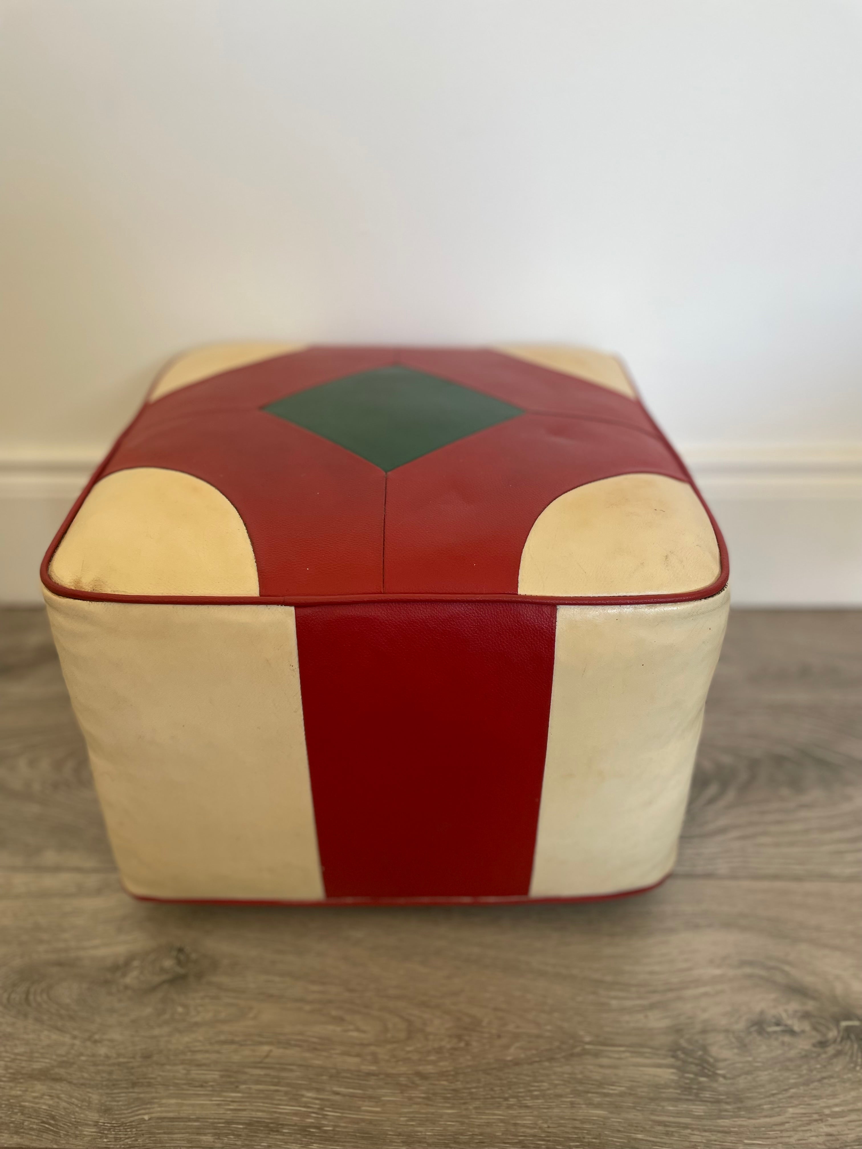 Retro footstool with geometric design by Grace & Joy Furniture