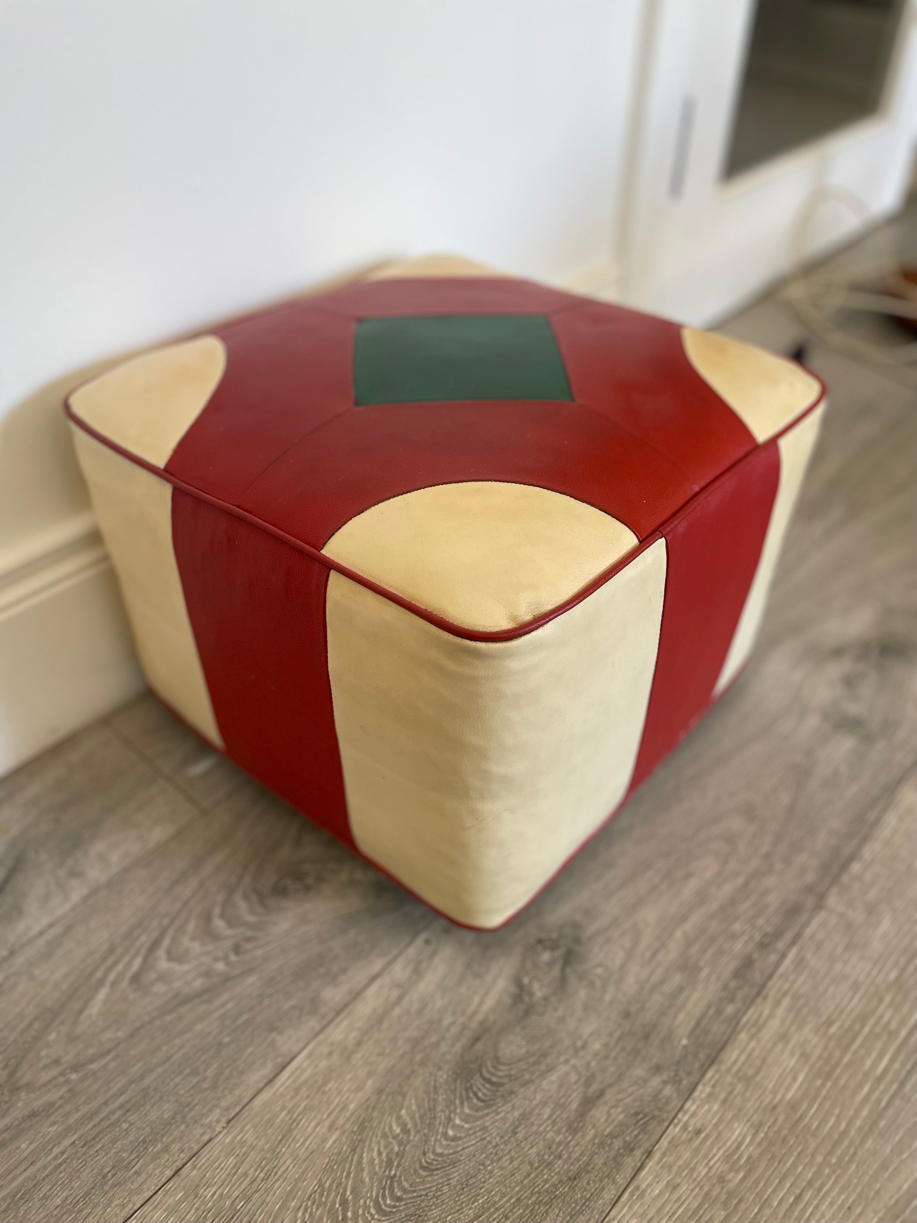 Retro footstool with geometric design by Grace & Joy Furniture