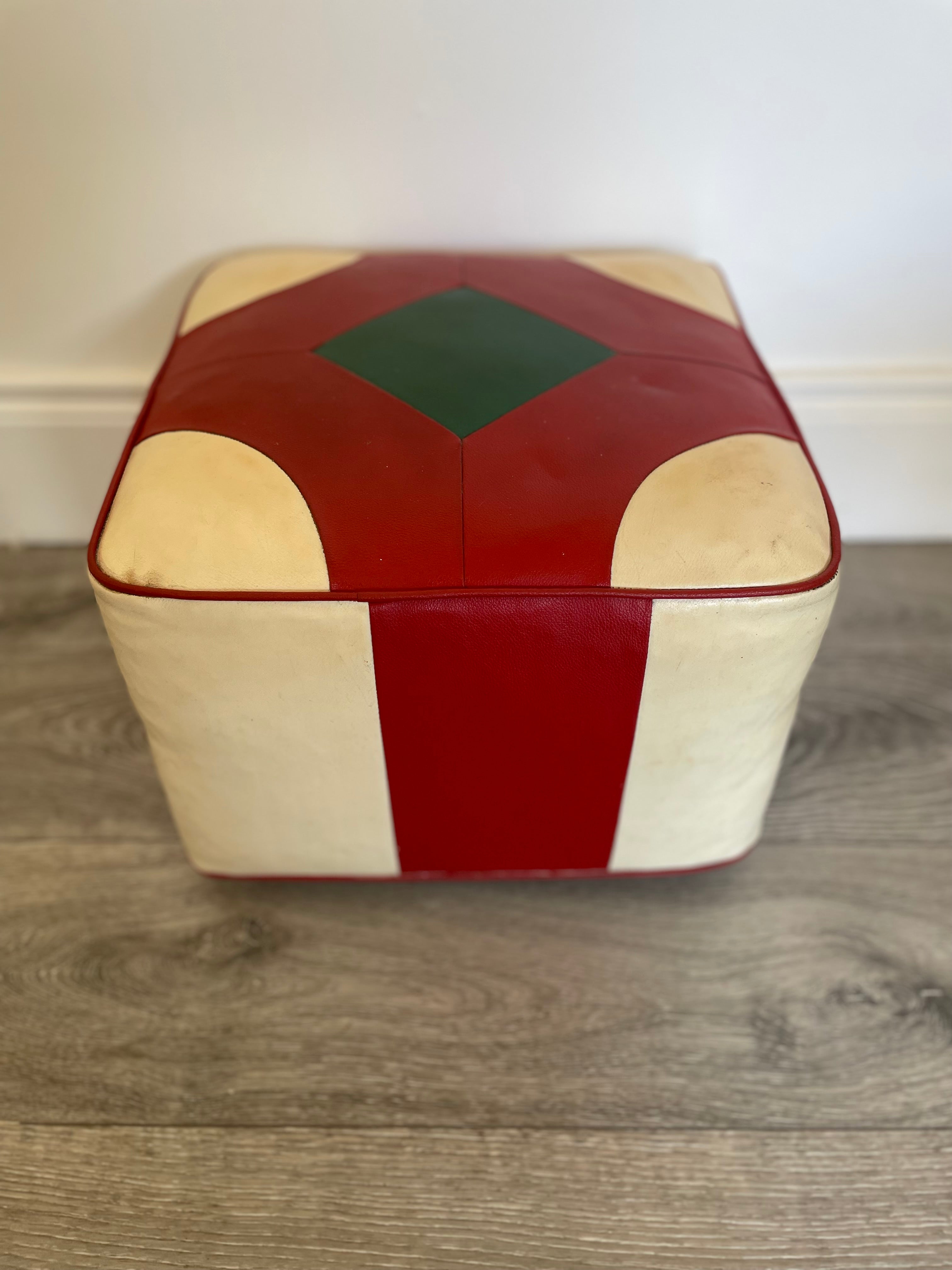 Retro footstool with geometric design by Grace & Joy Furniture
