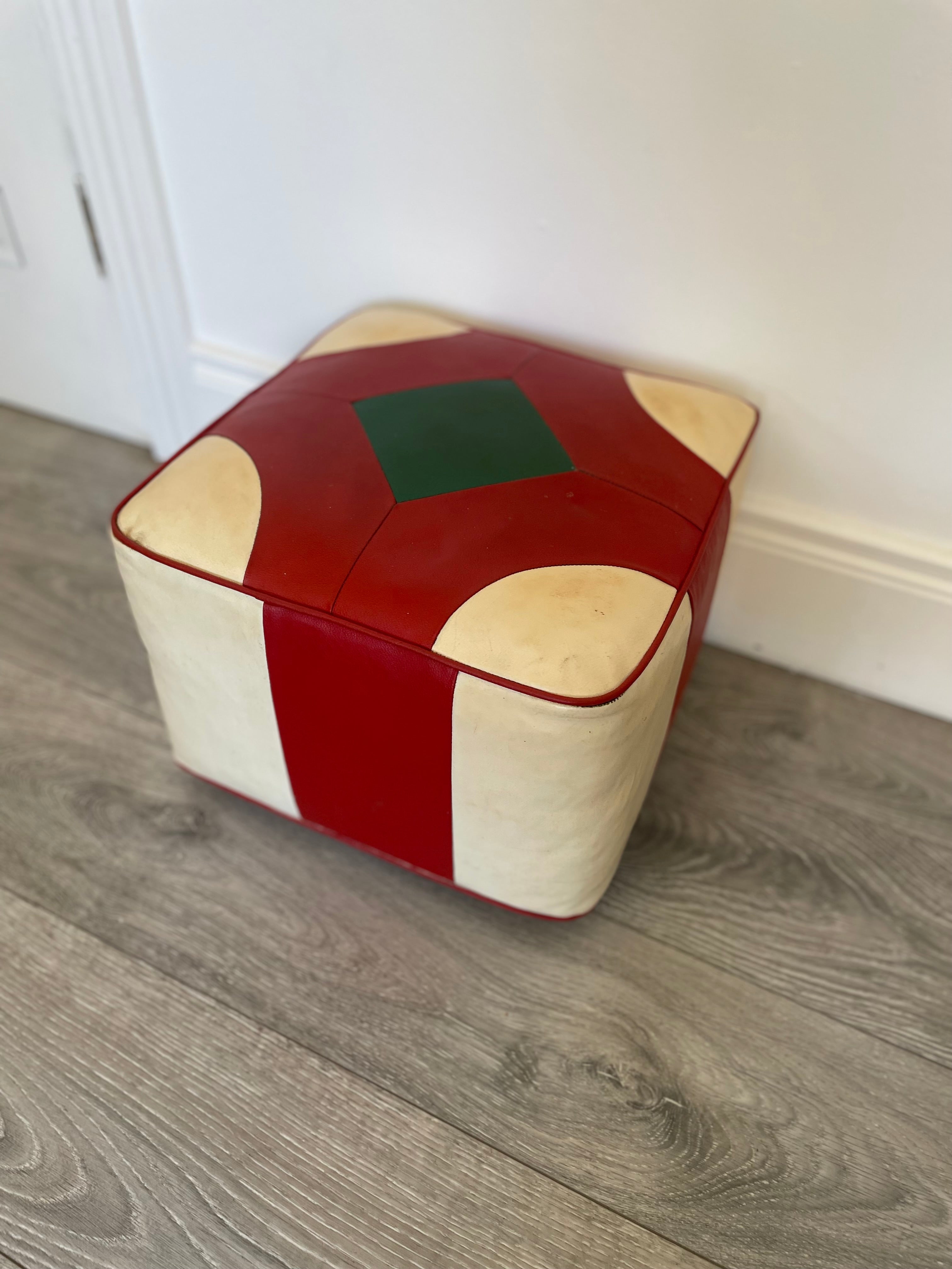 Retro footstool with geometric design by Grace & Joy Furniture