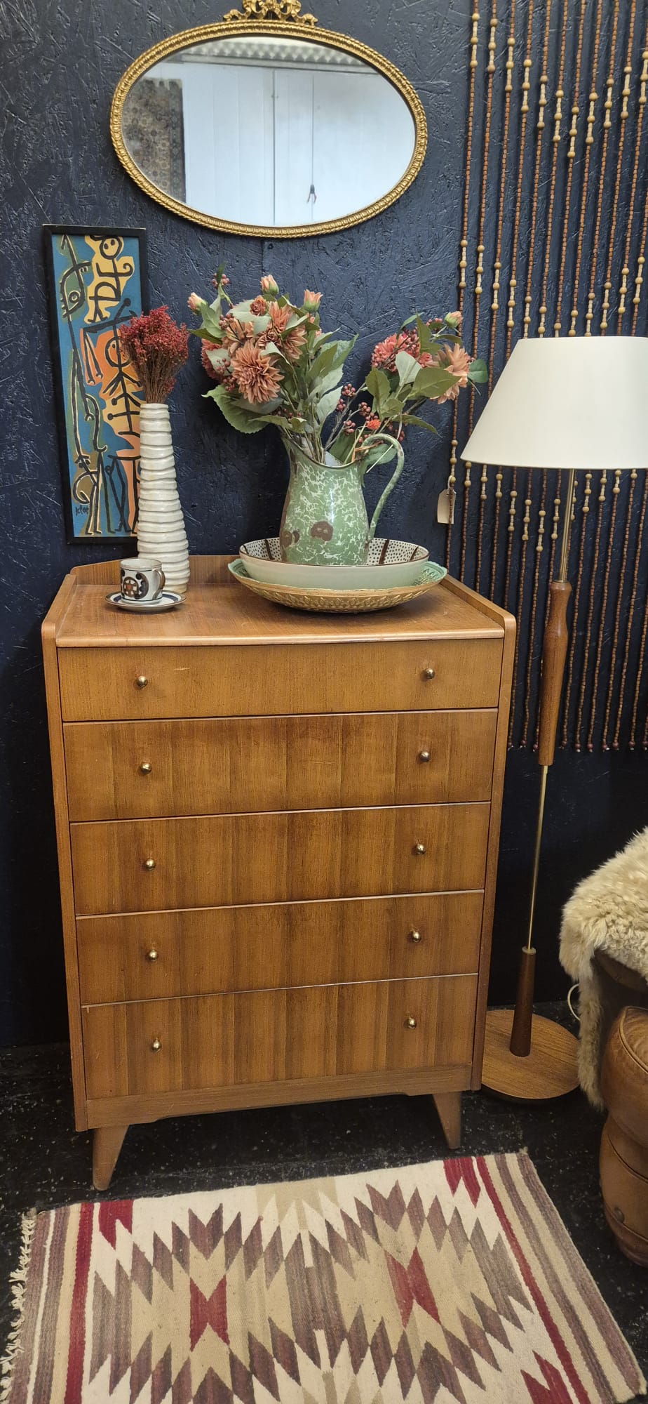 Tall Walnut Chest of Drawers by Lebus