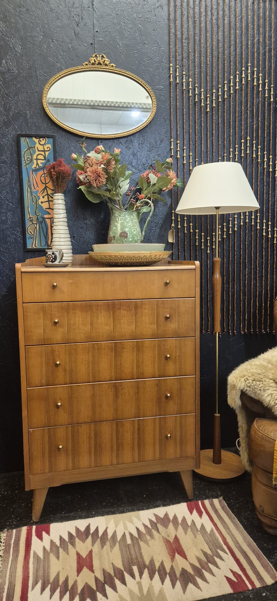 Tall Walnut Chest of Drawers by Lebus