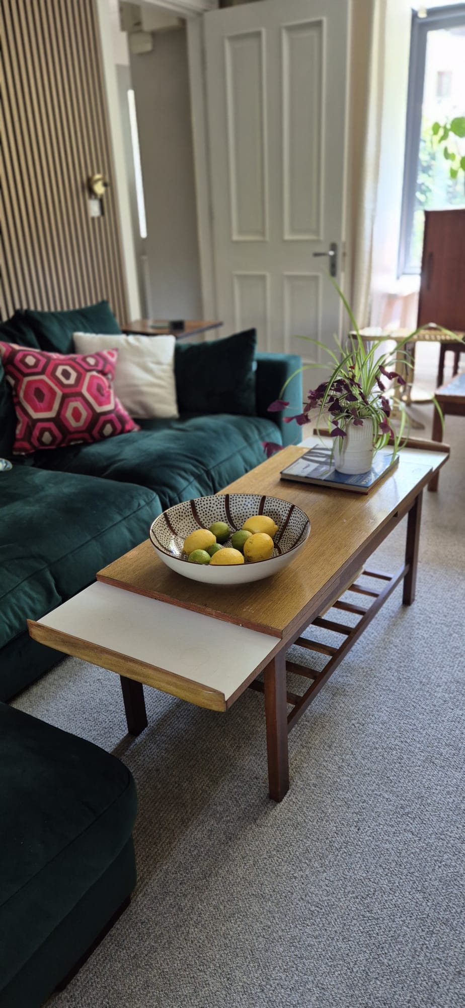 Mid Century teak two tier extendable coffee table by Grace & Joy Furniture
