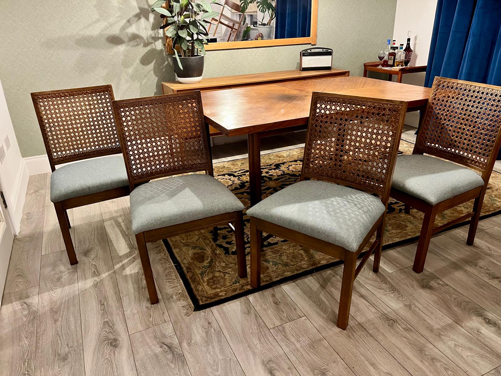 Set of re-upholstered chairs by Lane