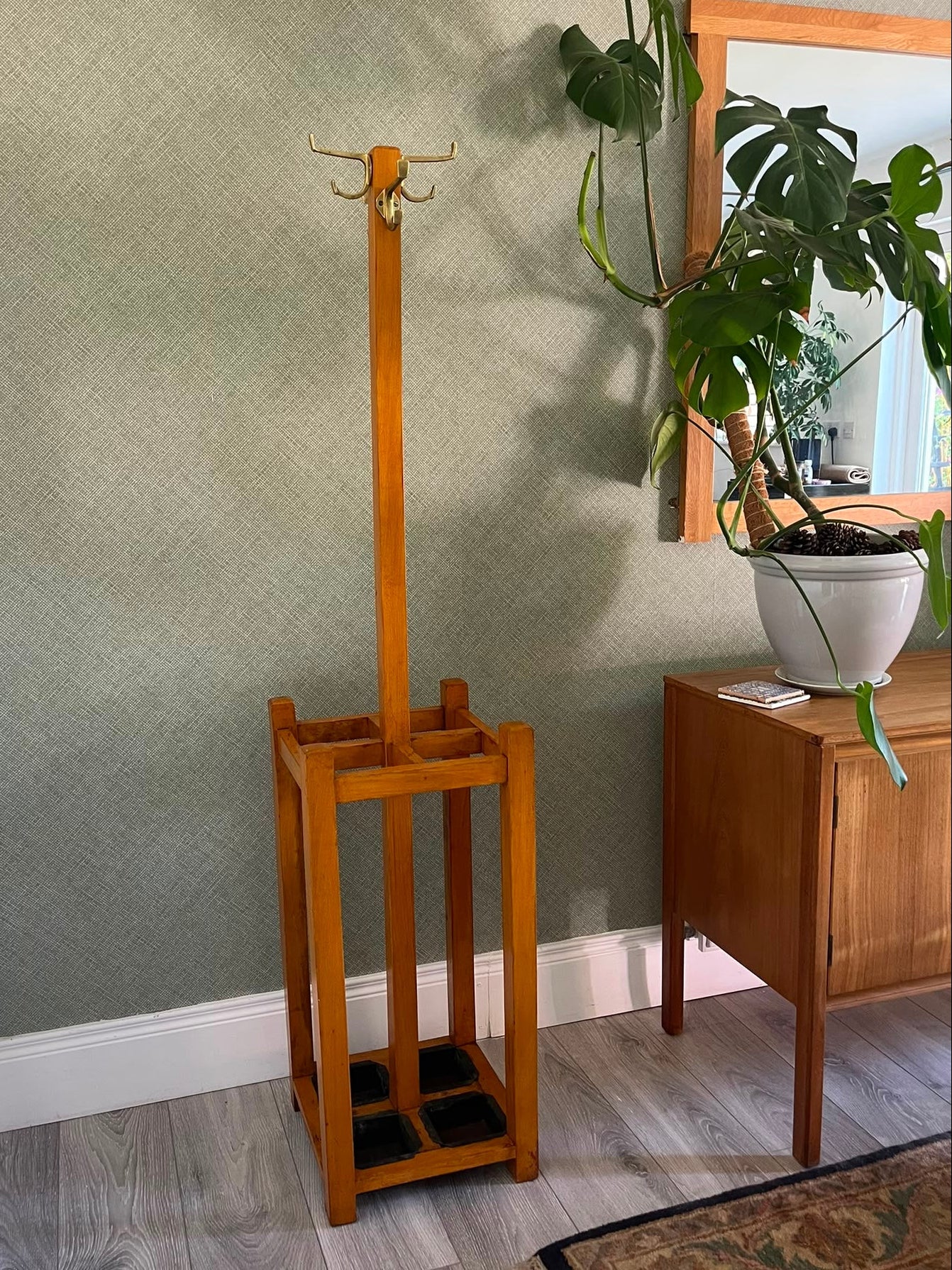 Arts and crafts hallway coat and umbrella stand by Grace & Joy Furniture.