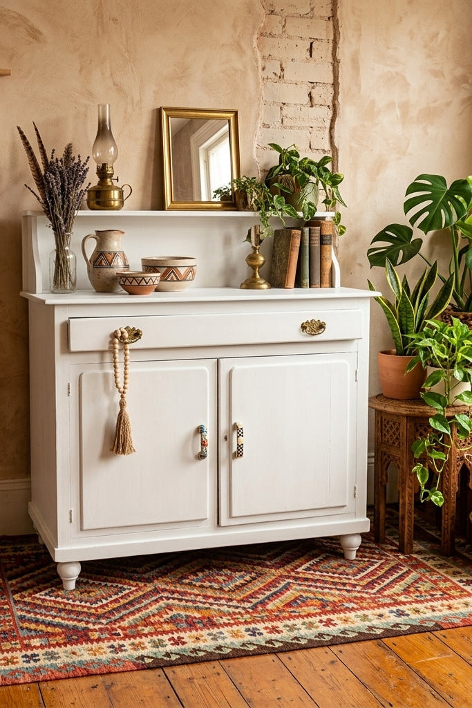 Victorian Painted Pine Gallery Back Side Cabinet