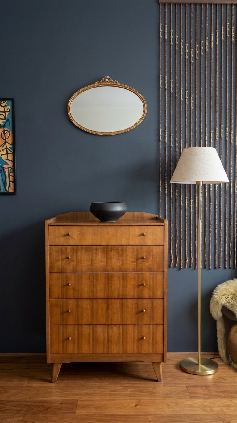 Tall Walnut Chest of Drawers by Lebus