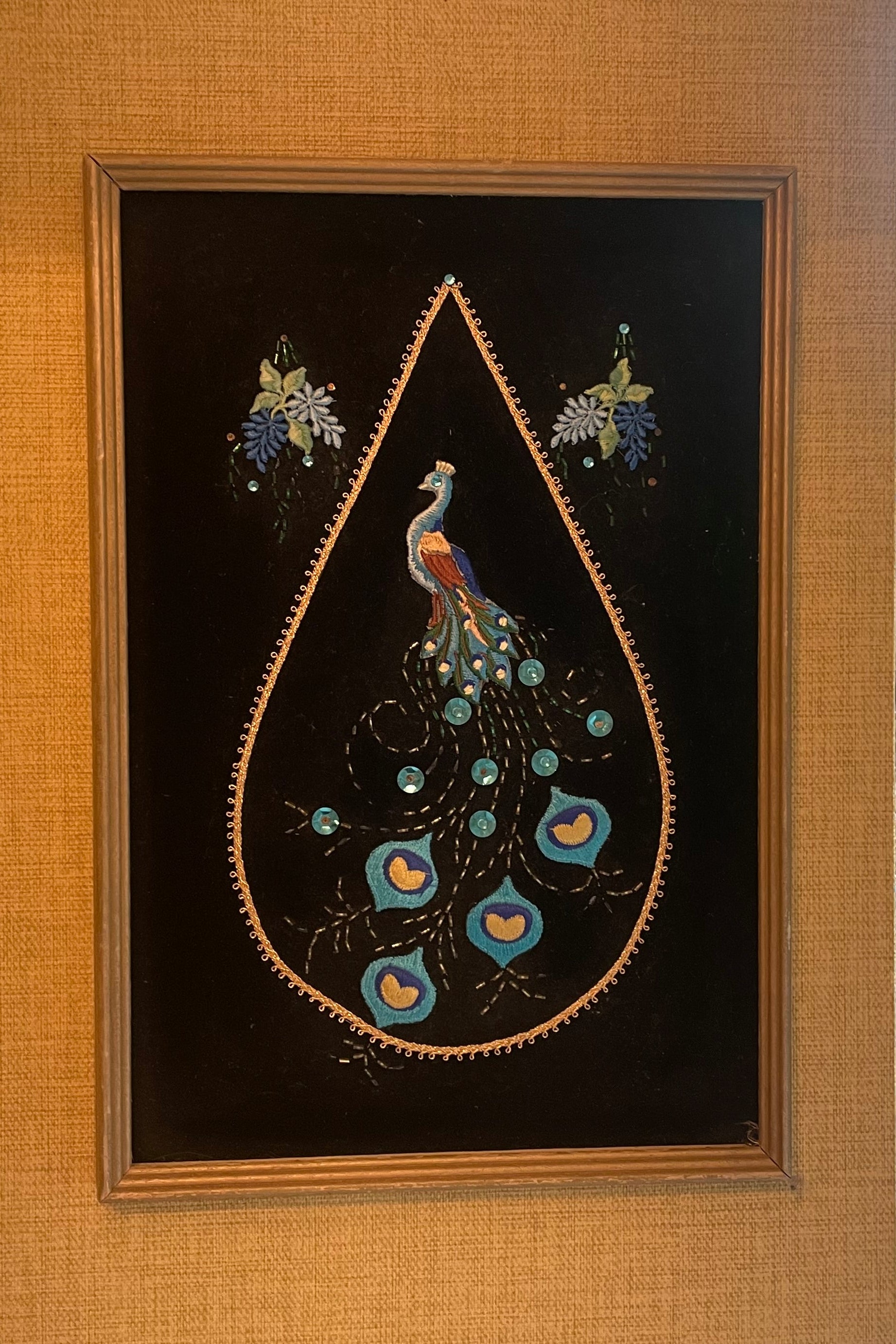 Vintage 1970's velvet wall hanging by Grace & Joy Furniture