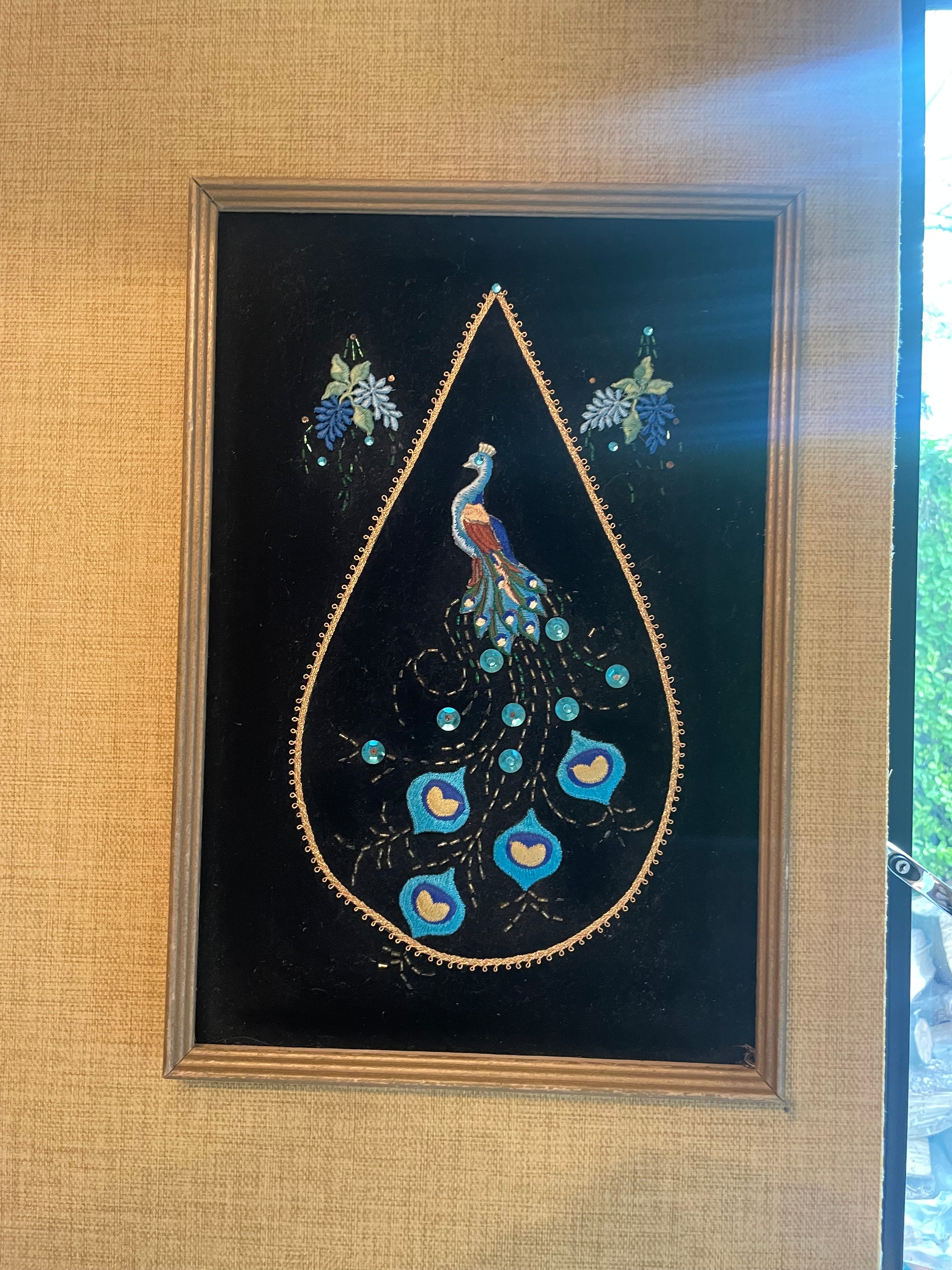 Vintage 1970's velvet wall hanging by Grace & Joy Furniture